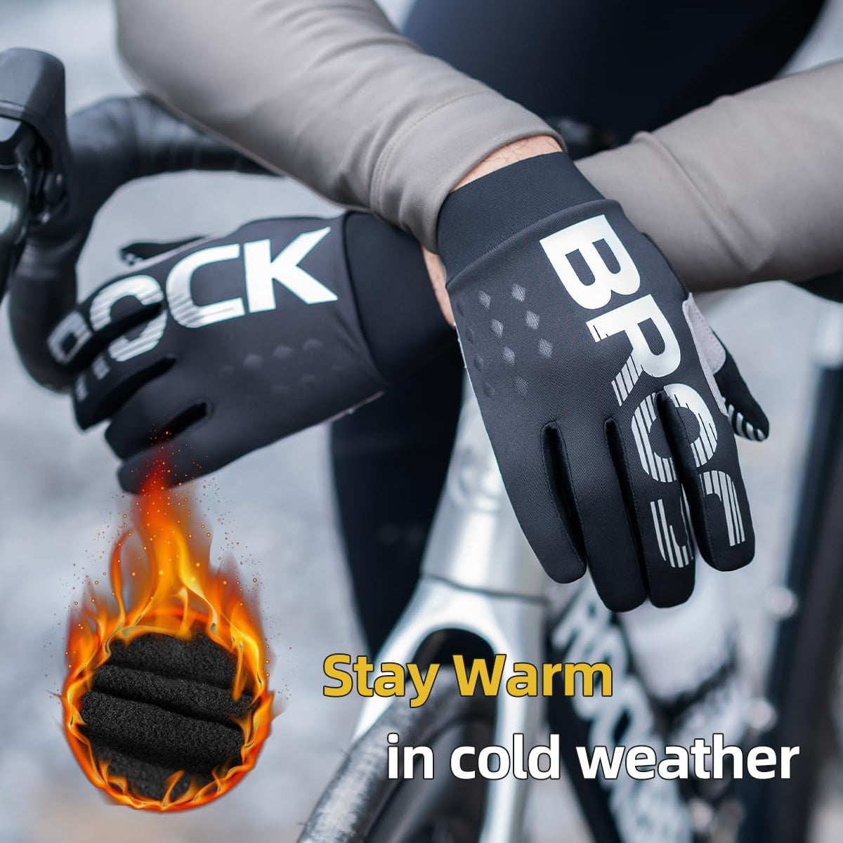 ROCKBROS Full Finger Cycling Gloves, Motorcycle Mountain Bike Gloves for Men