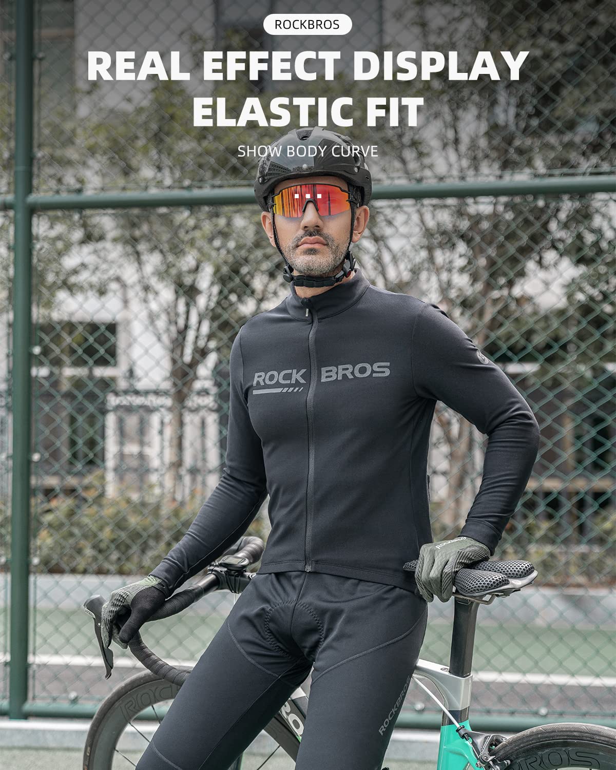 ROCKBROS Men’s Winter Cycling Pants 4D padded, windproof fleece, thermal bike leggings for outdoor riding