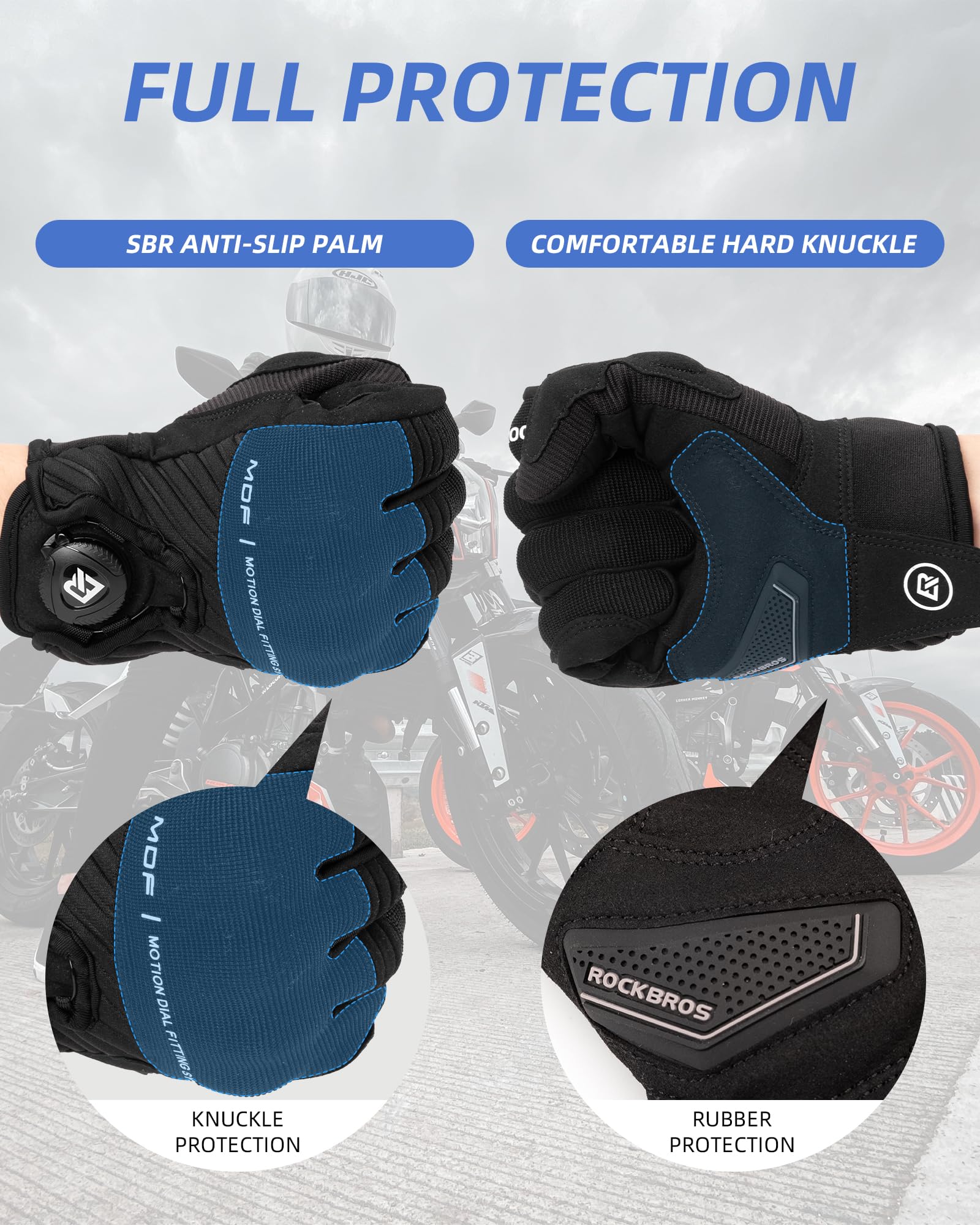 ROCKBROS Motorcycle Gloves for Men Women Touchscreen Hard Knuckles Breathable MTB