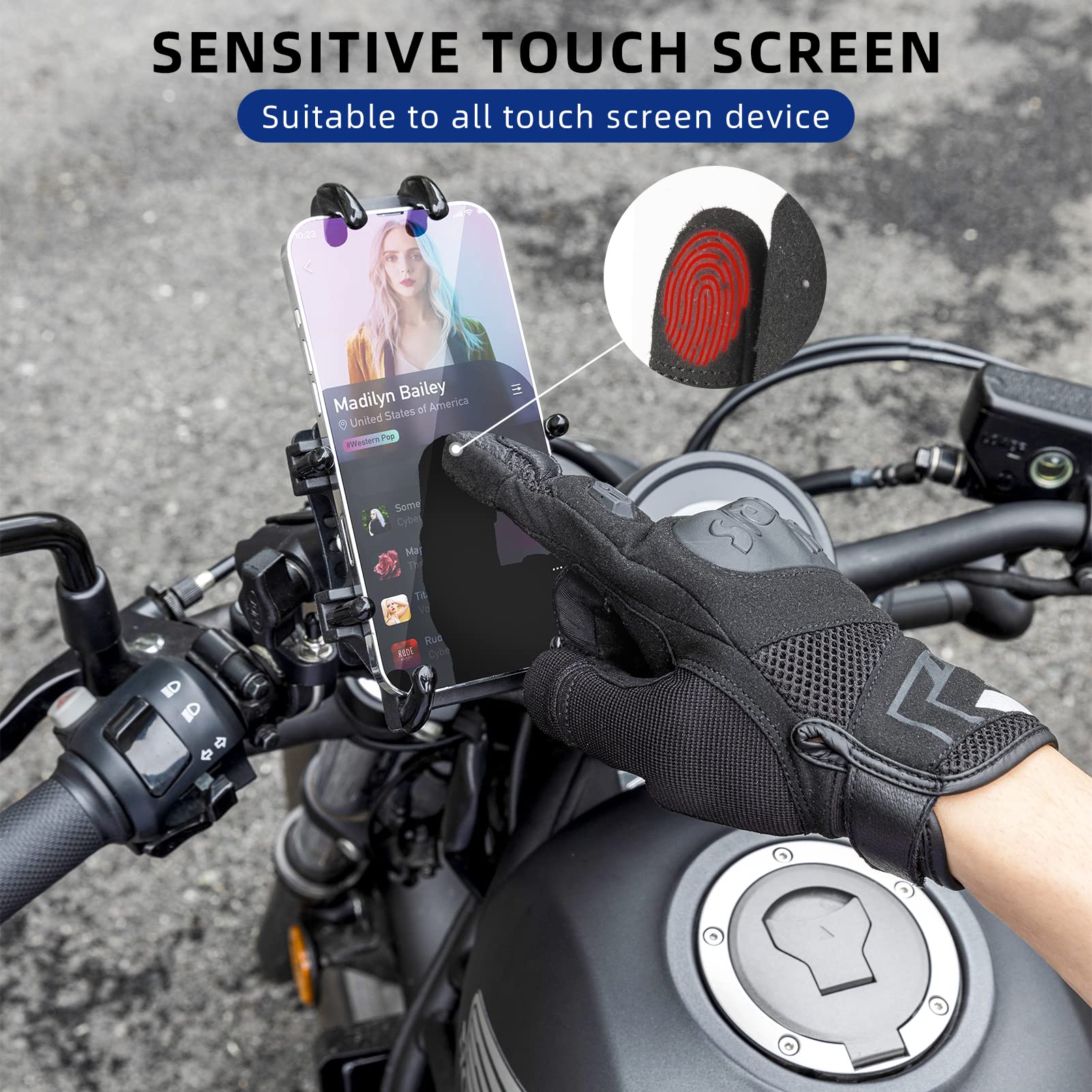 ROCKBROS Summer Motorcycle Gloves - Breathable, Touchscreen Hard Knuckle Gloves for Men Women