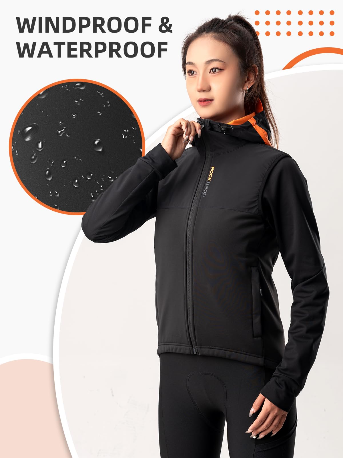 ROCKBROS Men's Winter Cycling Vest, Fleece-Lined, Windproof, Warm Sleeveless Jacket