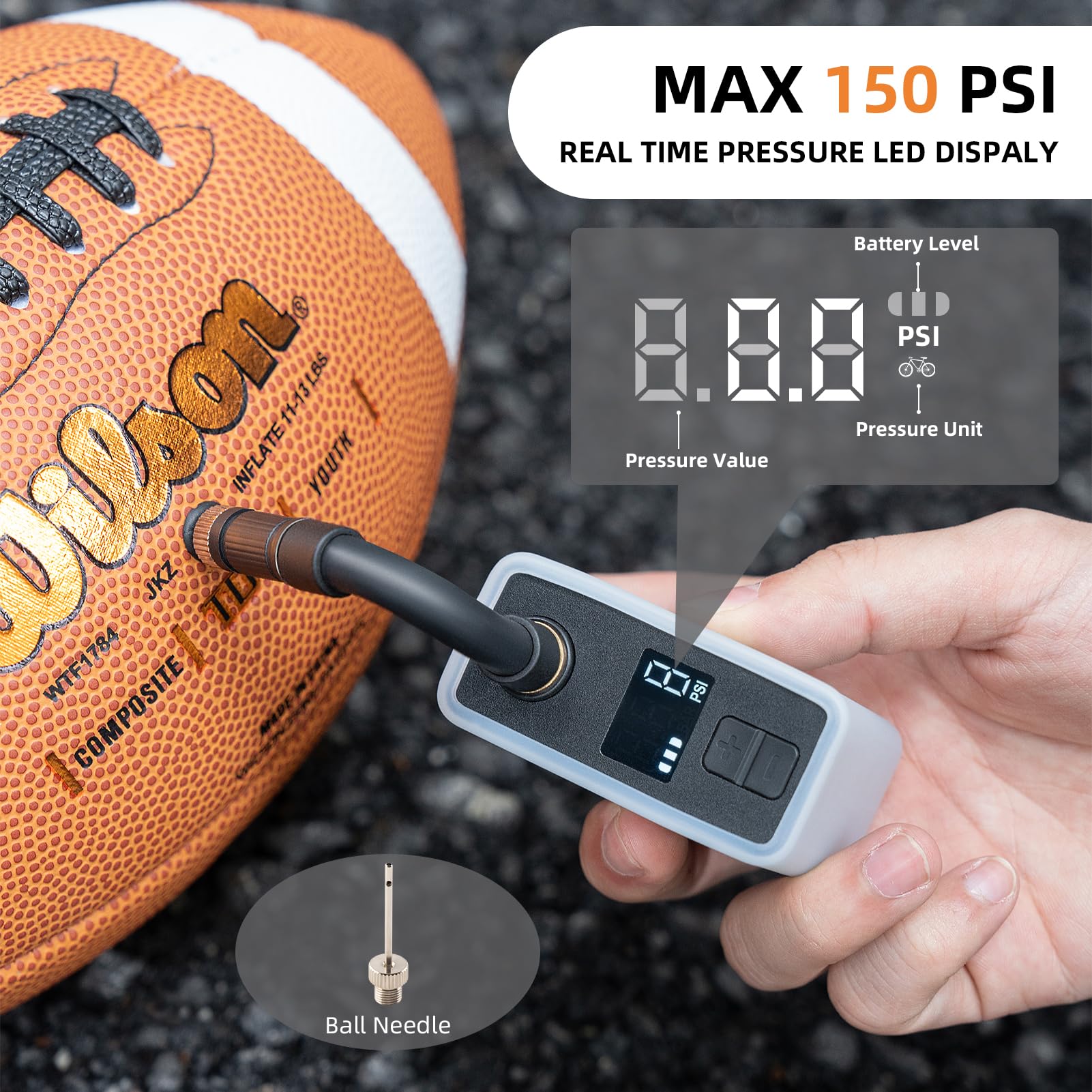 ROCKBROS HW140 Mini Electric Air Bike Tire Pump 150PSI 500mAh