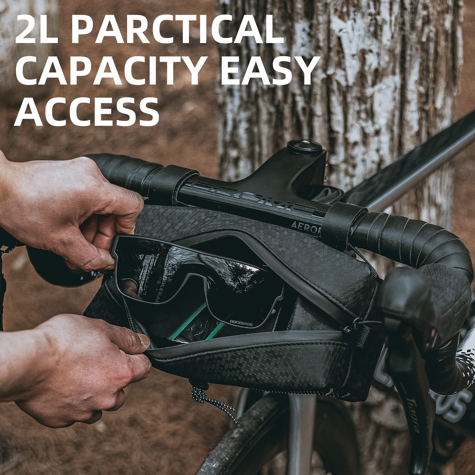 ROCKBROS Waterproof Bike Handlebar Bag Front Frame Storage Bag with Shoulder Strap