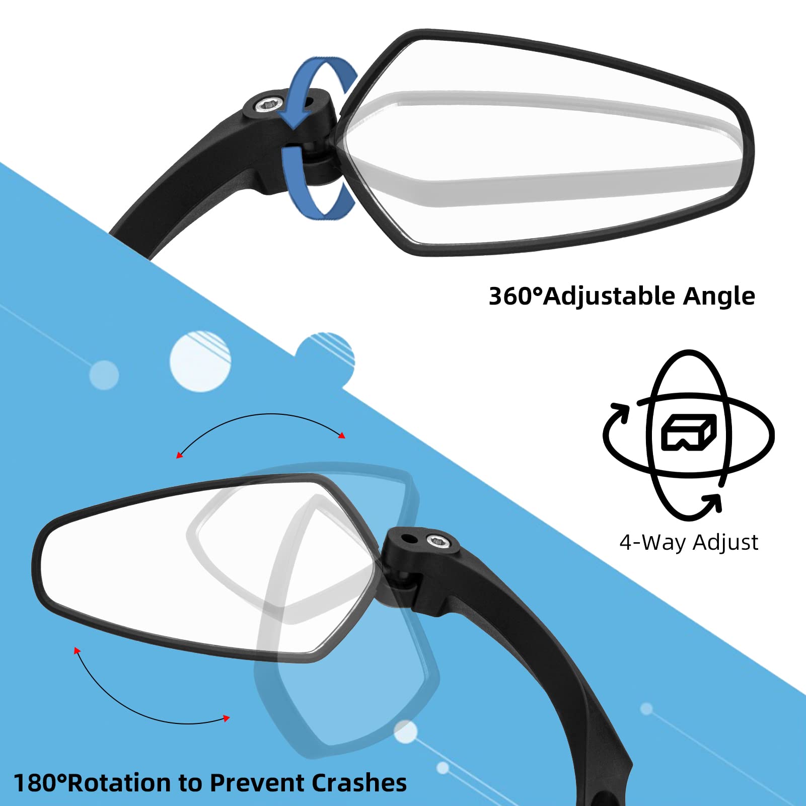 ROCKBROS Bike Handlebar Rear View Mirror with HD Anti-Glare Glass - ROCKBROS