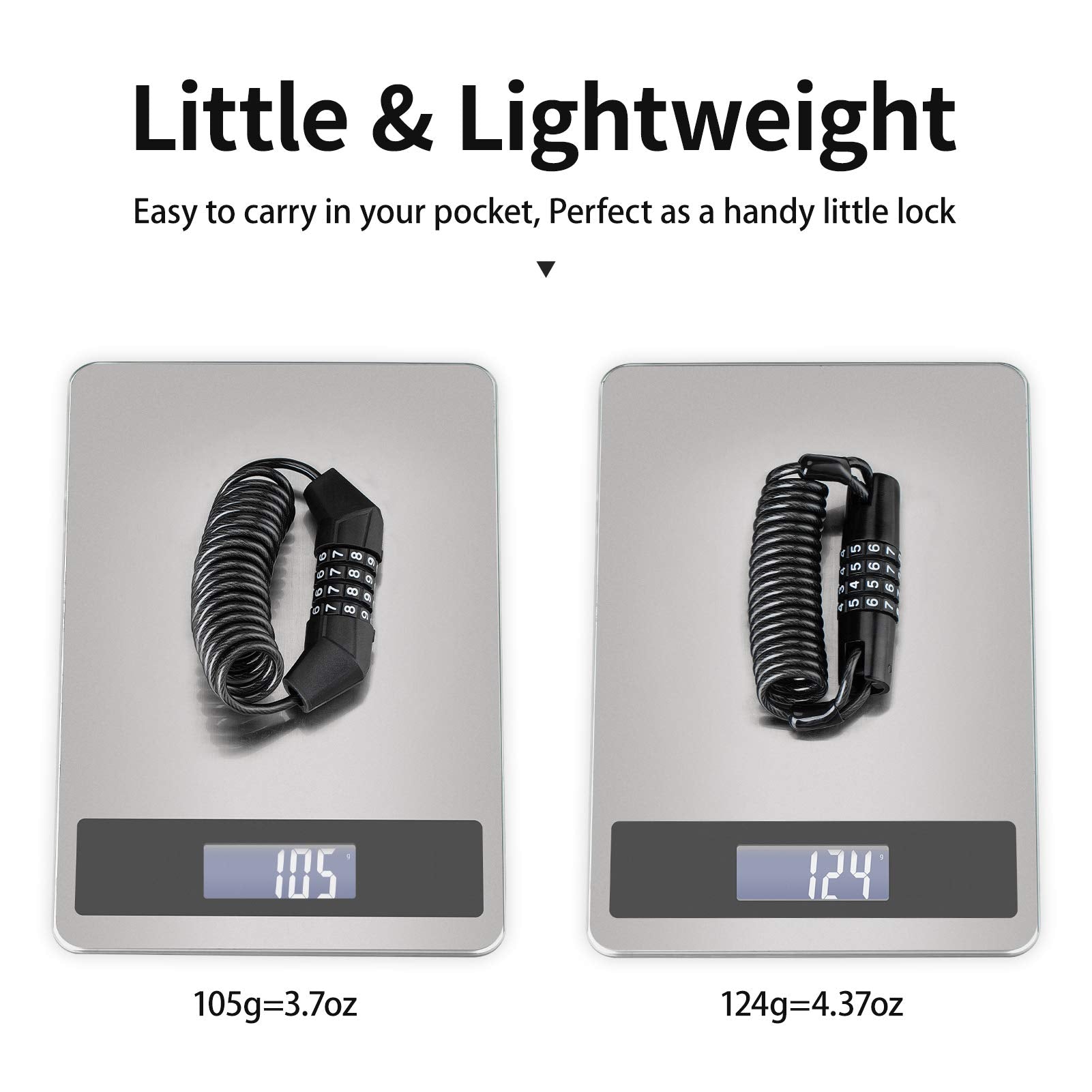 ROCKBROS Retractable Luggage Helmet Lock 4 Digit Little Black, 2Pcs - ROCKBROS