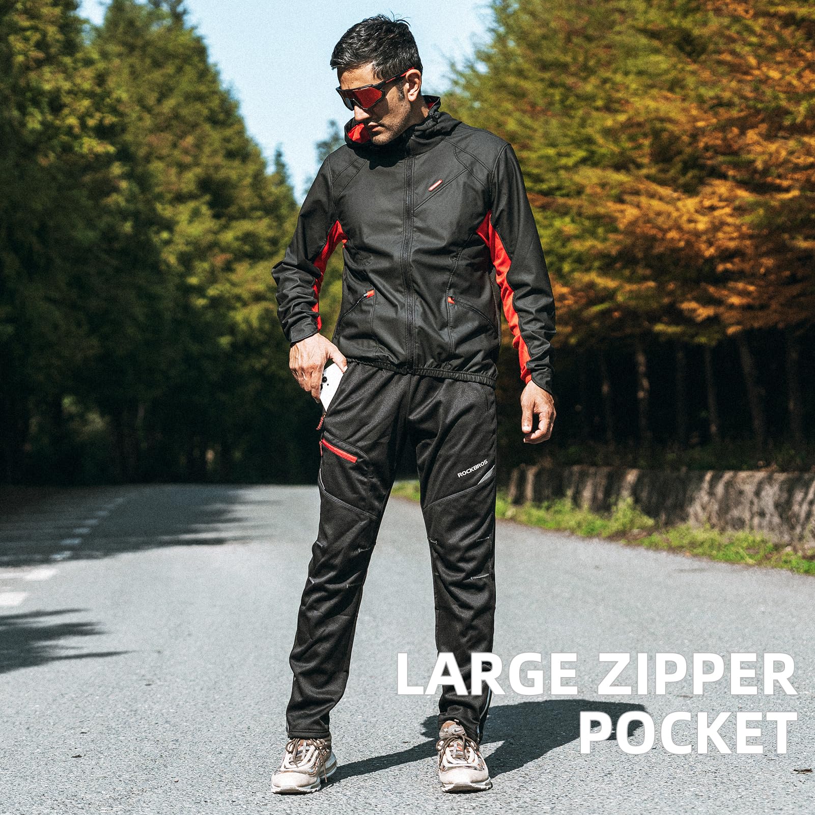 ROCKBROS Men's Windproof Thermal Cycling Pants - Winter Fleece for Biking, Running, Hiking - ROCKBROS