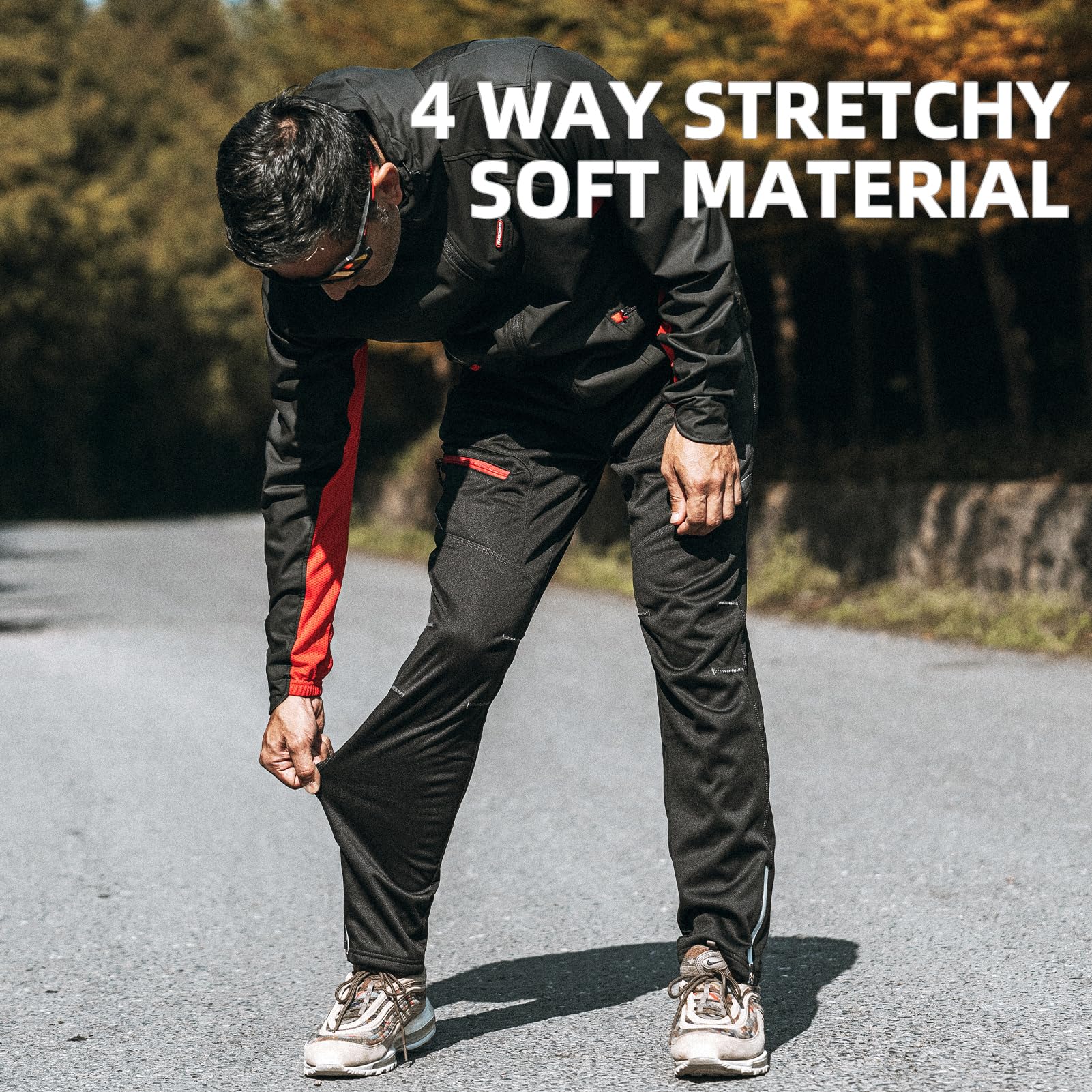 ROCKBROS Men's Windproof Thermal Cycling Pants - Winter Fleece for Biking, Running, Hiking - ROCKBROS