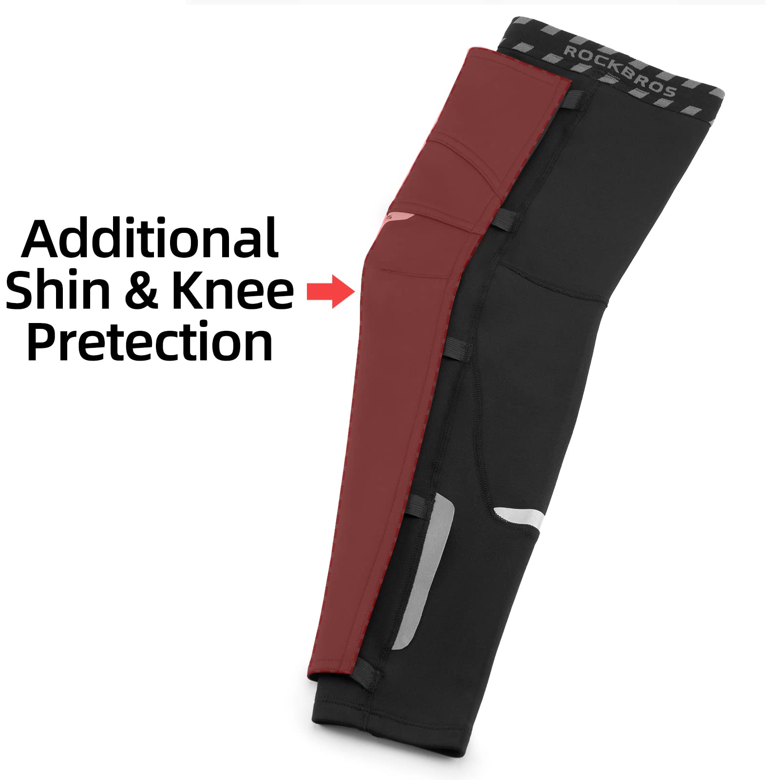 ROCKBROS Cycling Leg Warmers Thermal Fleece Windproof Compression Knee Sleeves for Men Women