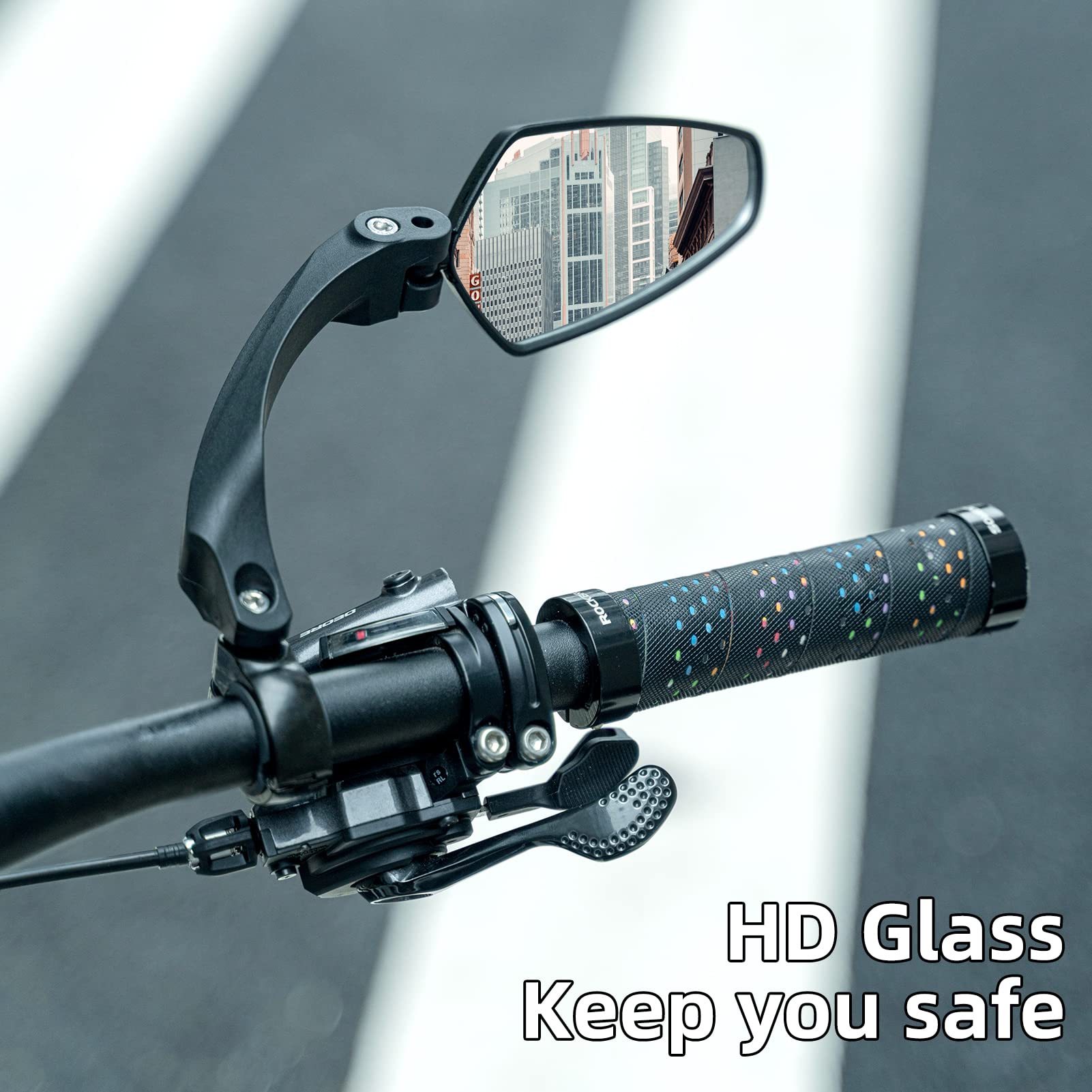 ROCKBROS Bike Handlebar Rear View Mirror with HD Anti-Glare Glass - ROCKBROS