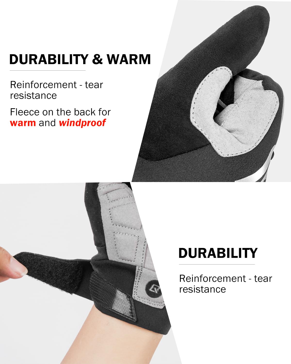 ROCKBROS Full Finger Cycling Gloves, Motorcycle Mountain Bike Gloves for Men