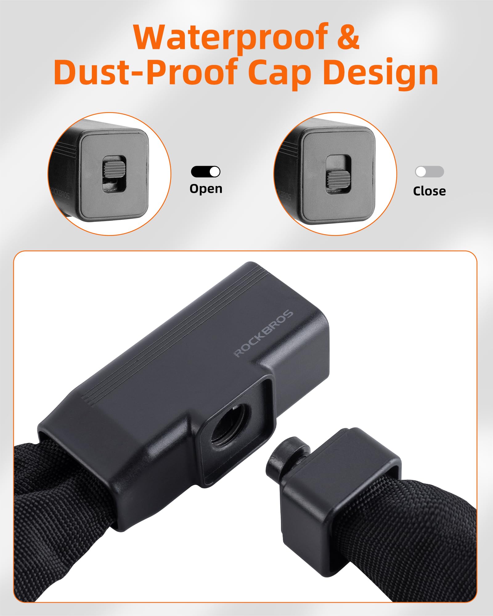 ROCKBROS 8mm Heavy Duty Anti-Theft Bike Chain Lock with Key - 3 Feet Long