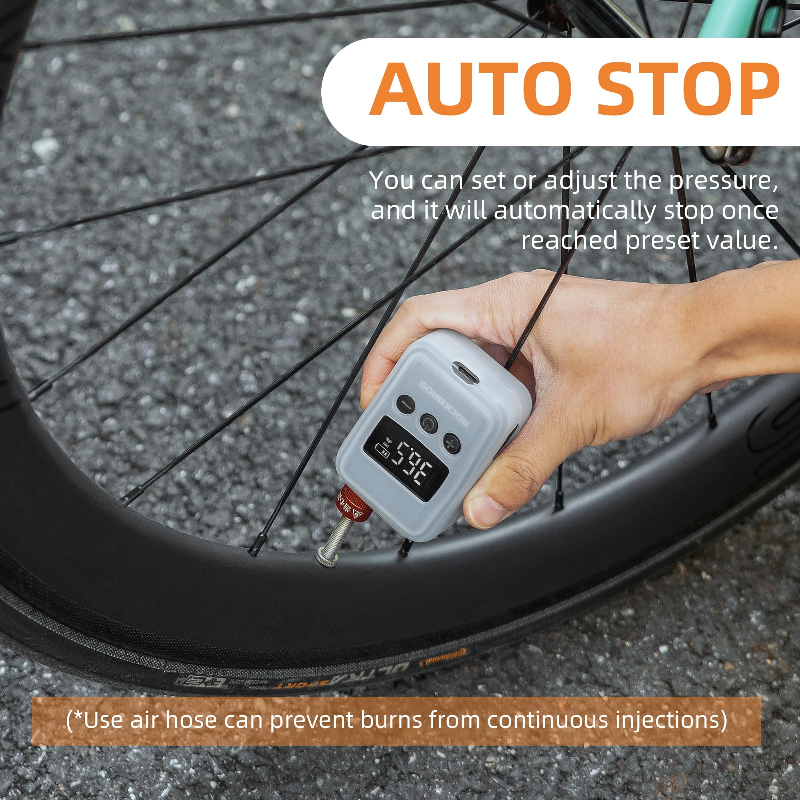 ROCKBROS HW140 Mini Electric Air Bike Tire Pump 150PSI 500mAh