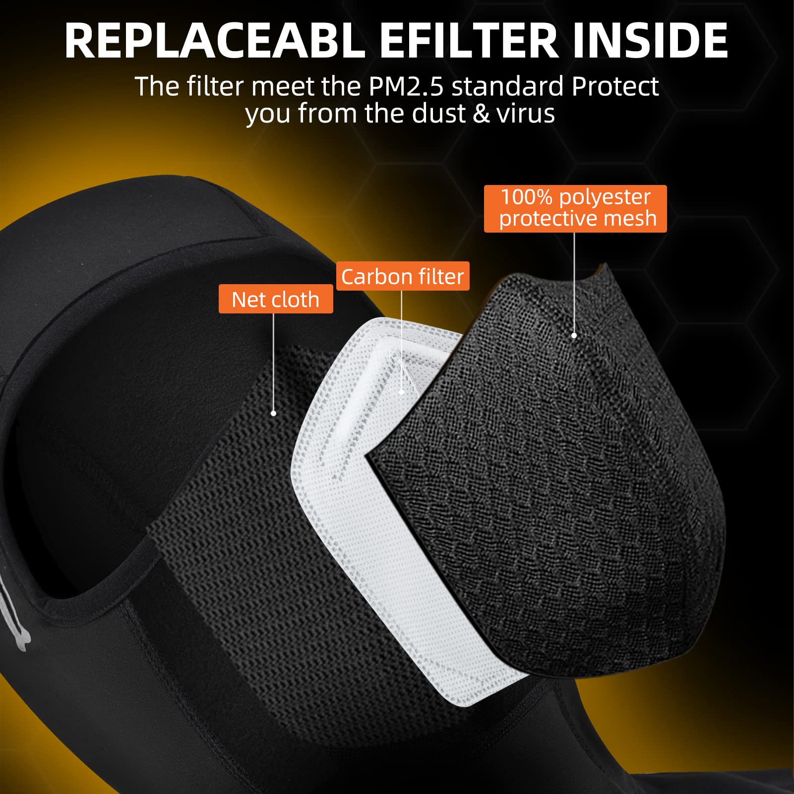 Pasamontañas ROCKBROS térmico de esquí para clima frío, máscara facial USB recargable de invierno sin batería