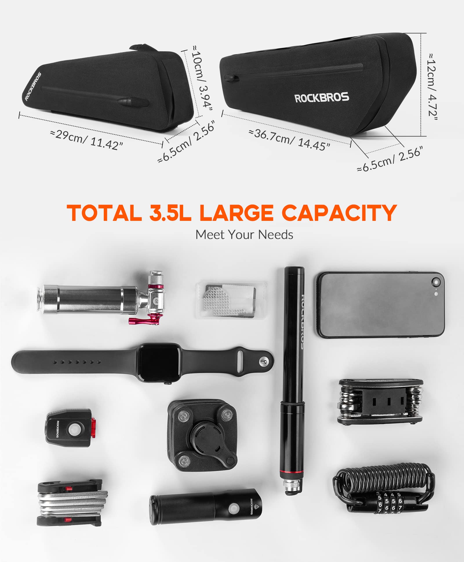 ROCKBROS Bike Top Tube Bag Bike Frame Bag For Super 73Waterproof 2 pieces combi