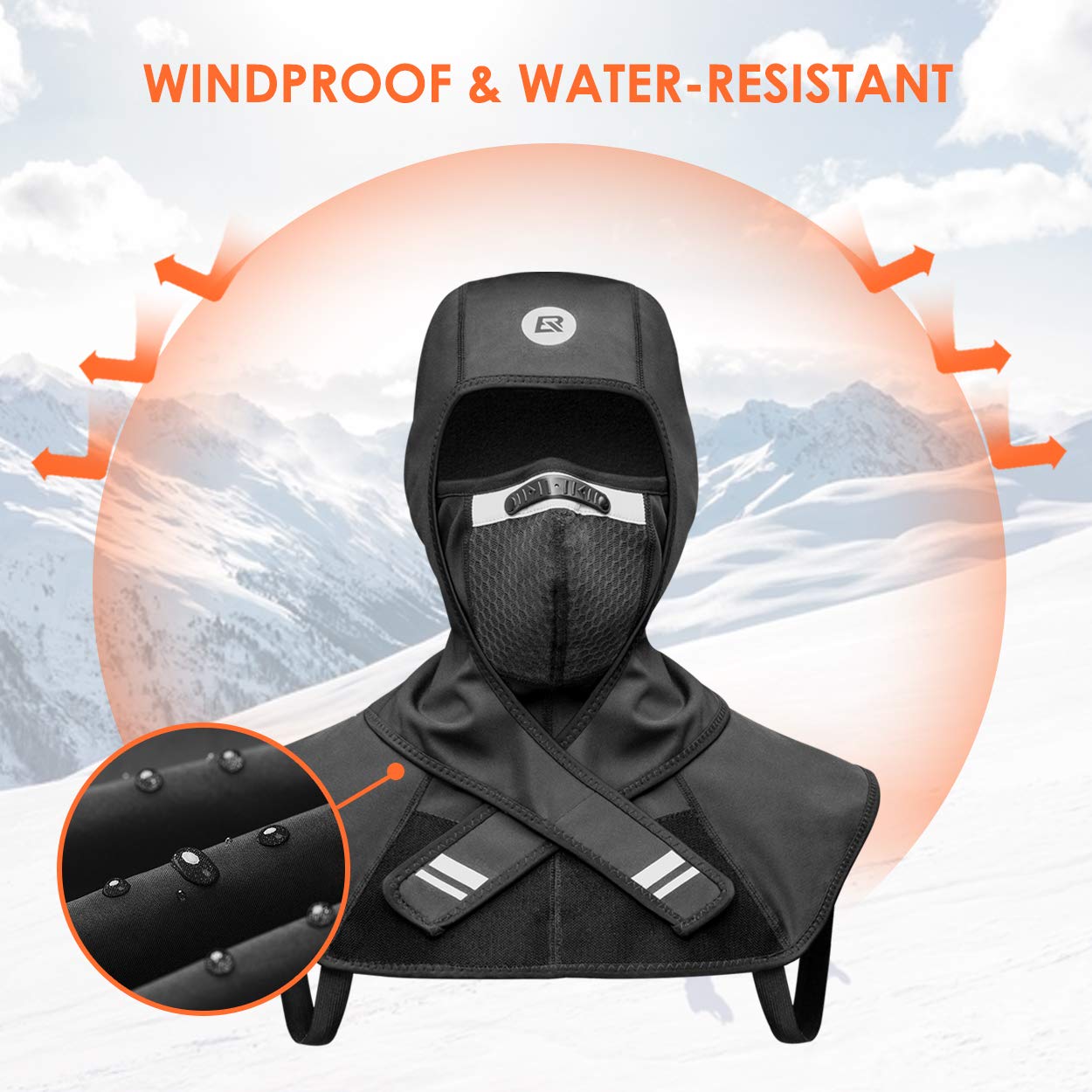 ROCKBROS Men Windproof Thermal Fleece Balaclava Ski Mask Winter Cycling Motorcycle Gear