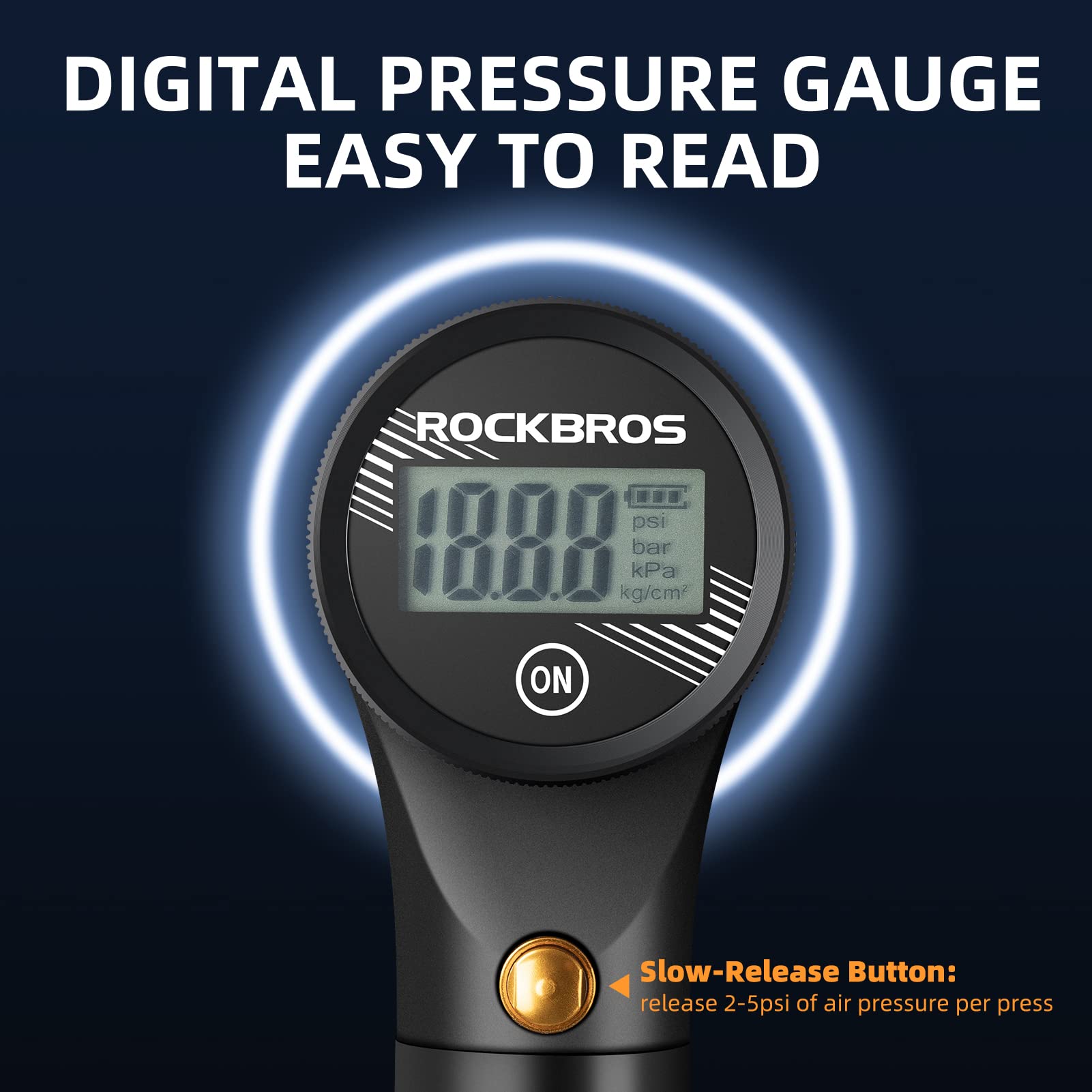 ROCKBROS Bike Tire/Shock Pump 320PSI High Pressure - ROCKBROS