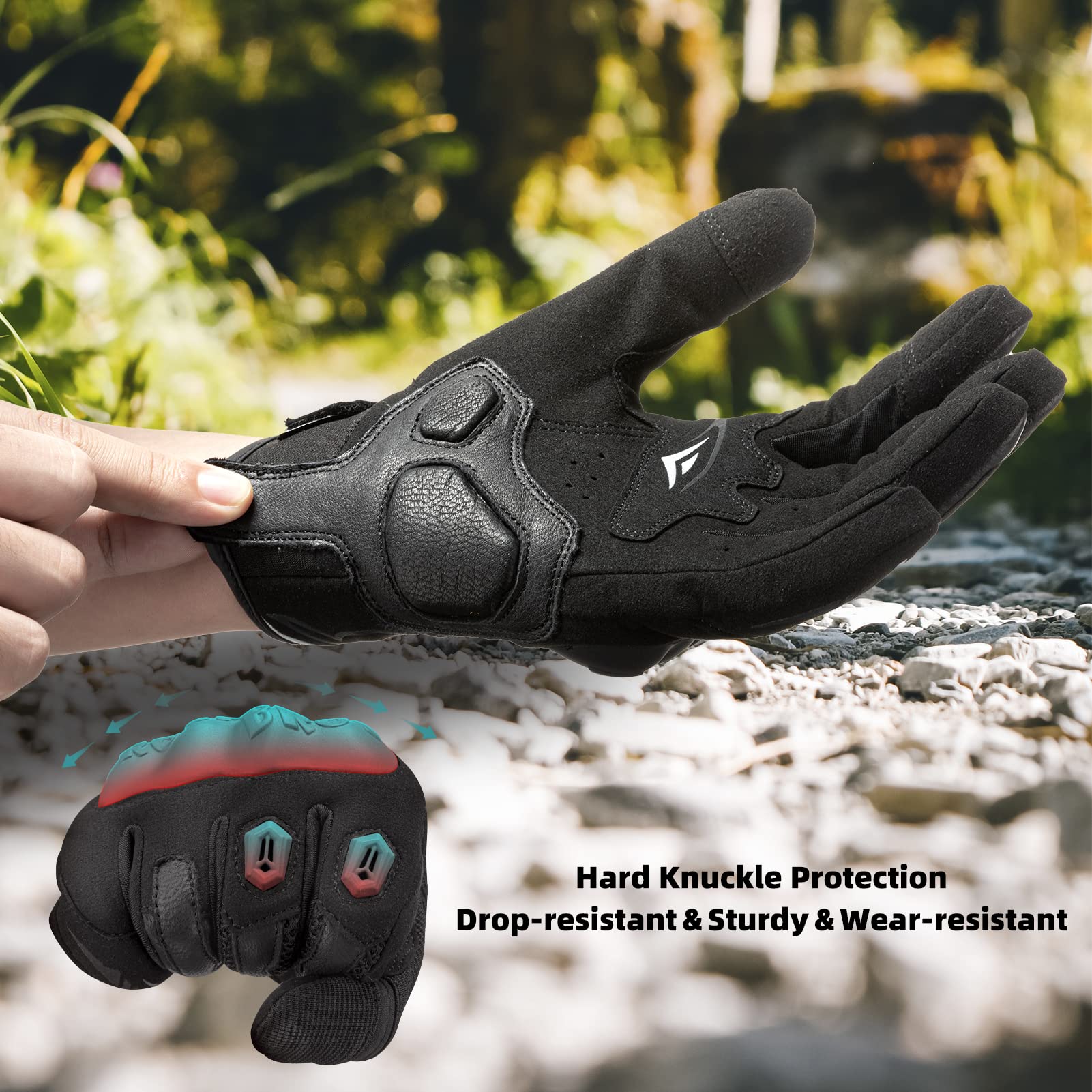 ROCKBROS Summer Motorcycle Gloves - Breathable, Touchscreen Hard Knuckle Gloves for Men Women