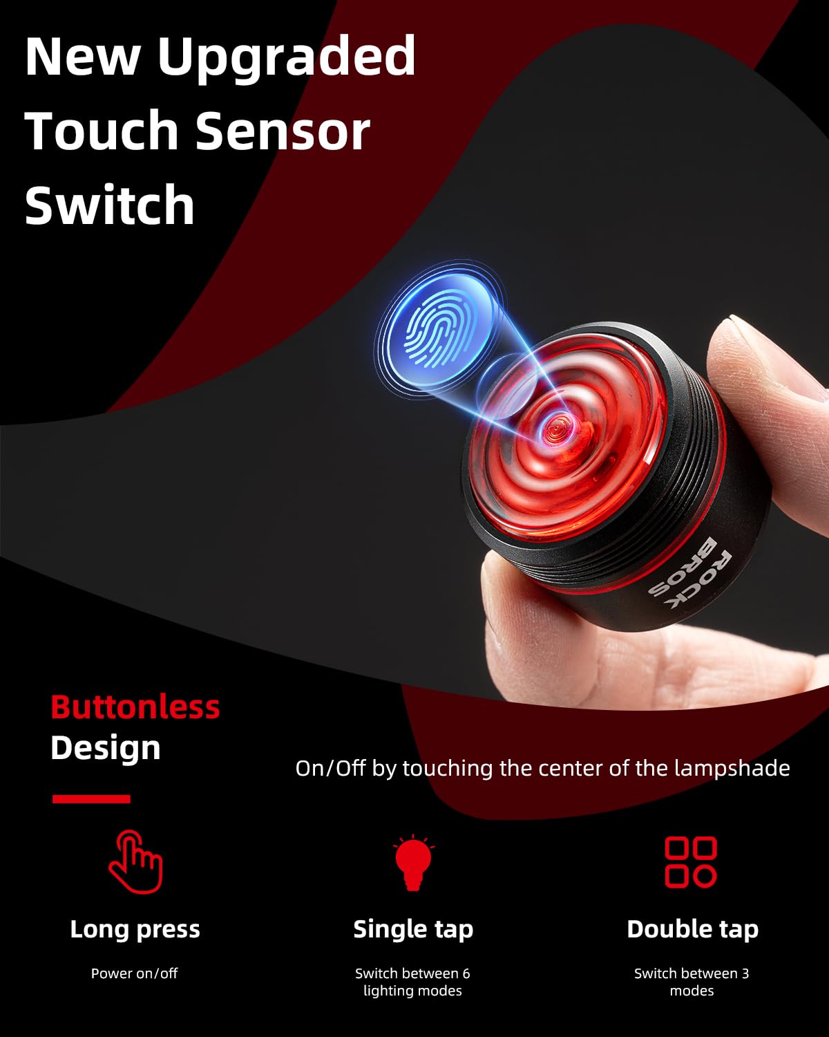 ROCKBROS Smart Brake Sensing Bike Tail Light USB-C IPX6 Waterproof LED