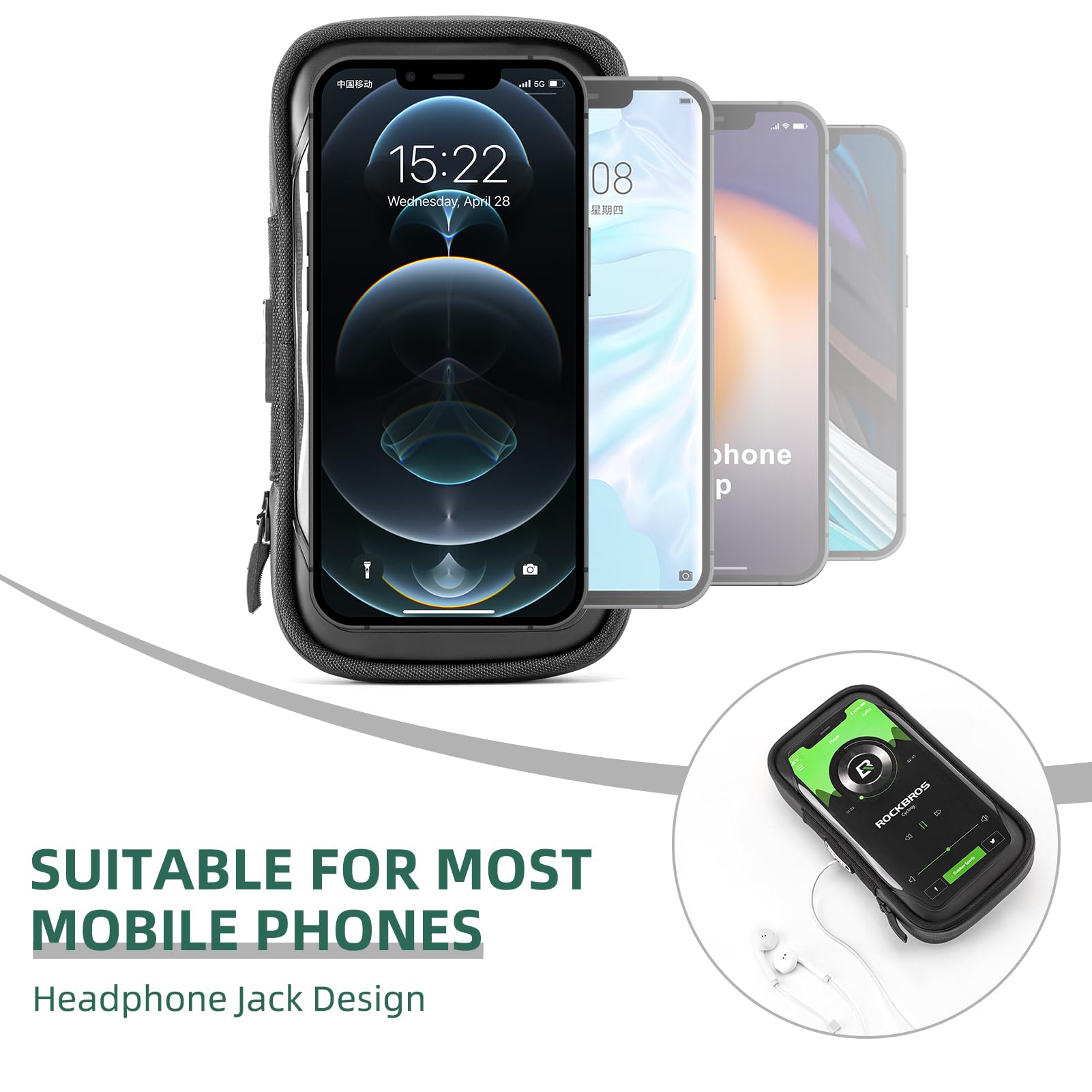 ROCKBROS Bike Phone Mount Bag 270°Rotatable Quick Release Bike Phone Holder Handlebar Bag - ROCKBROS