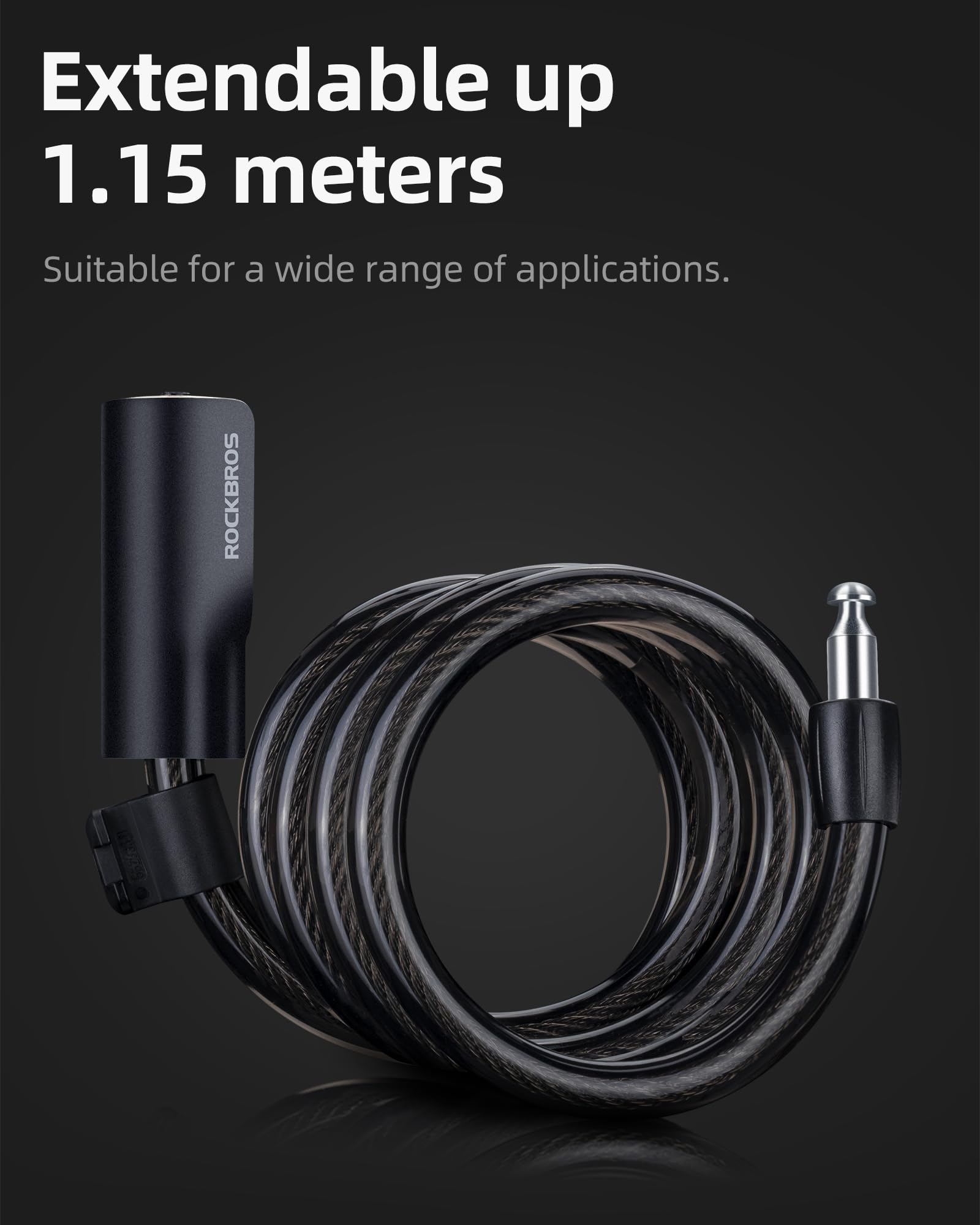 ROCKRBOS Bike Cable Lock with Key, ABS Lock Shell, 2 Keys & 1 Mount Bracket