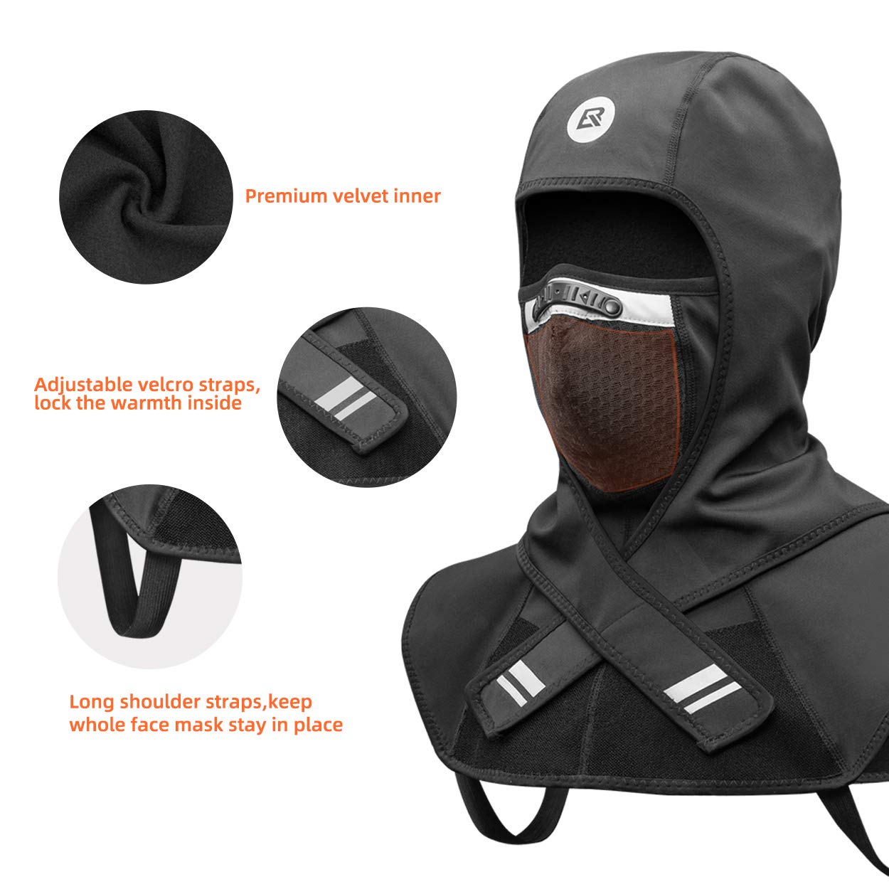 ROCKBROS Men Windproof Thermal Fleece Balaclava Ski Mask Winter Cycling Motorcycle Gear