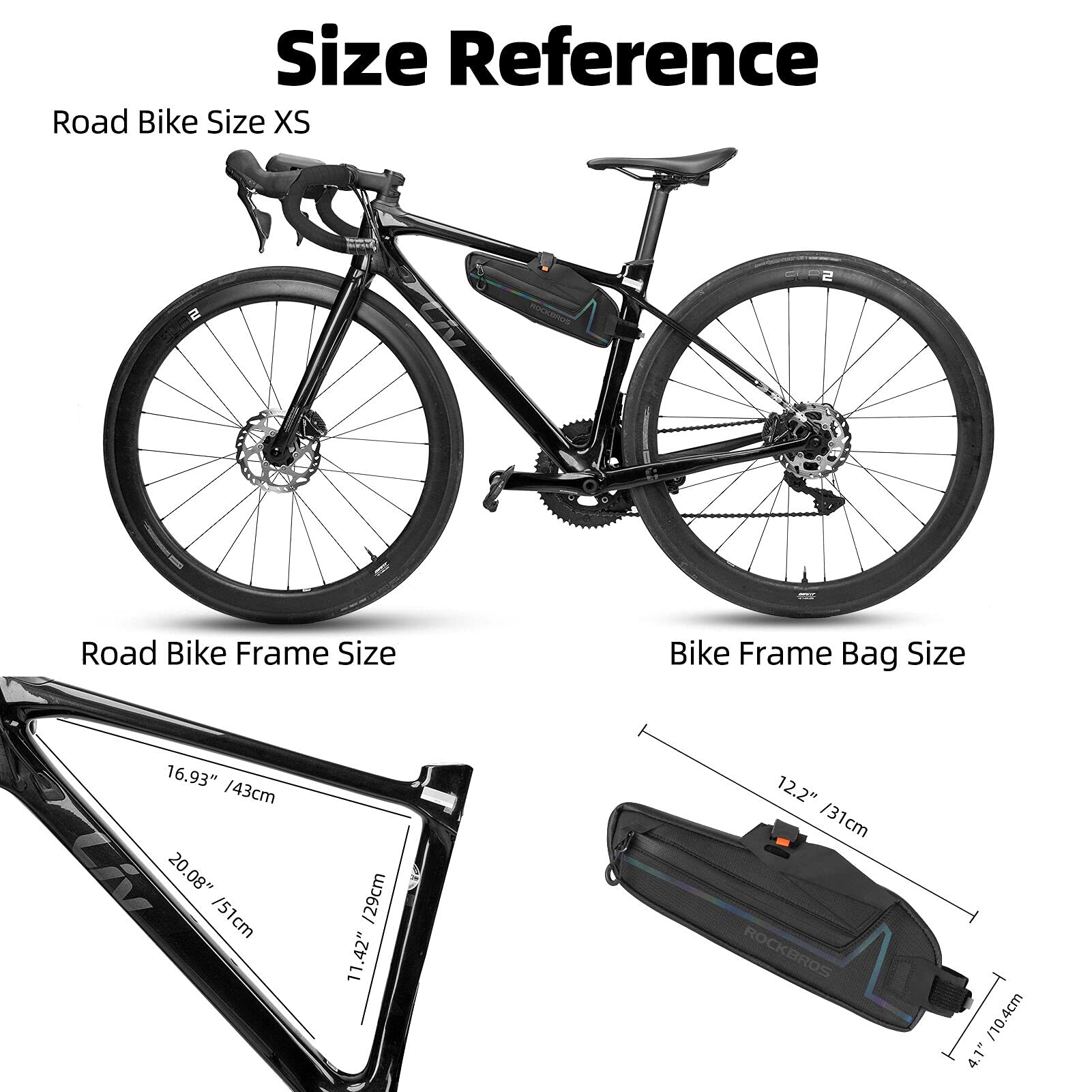 ROCKBROS Water Resistant Bike Triangle Frame Bag, Colorful Reflective 1.5L - ROCKBROS