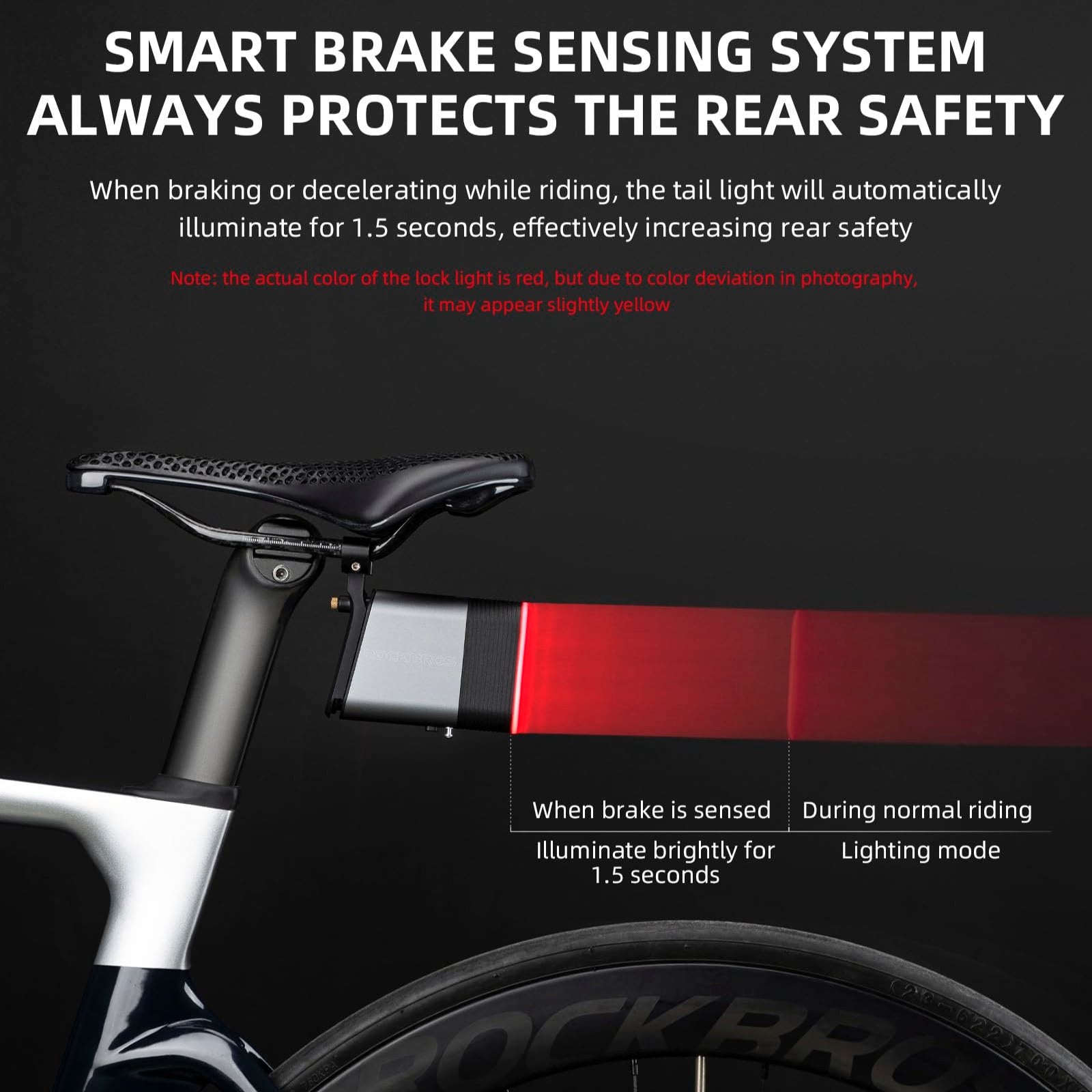 ROCKBROS Smart Bluetooth Lock Light Brake Sensing 5 Modes Diurnal Light - ROCKBROS