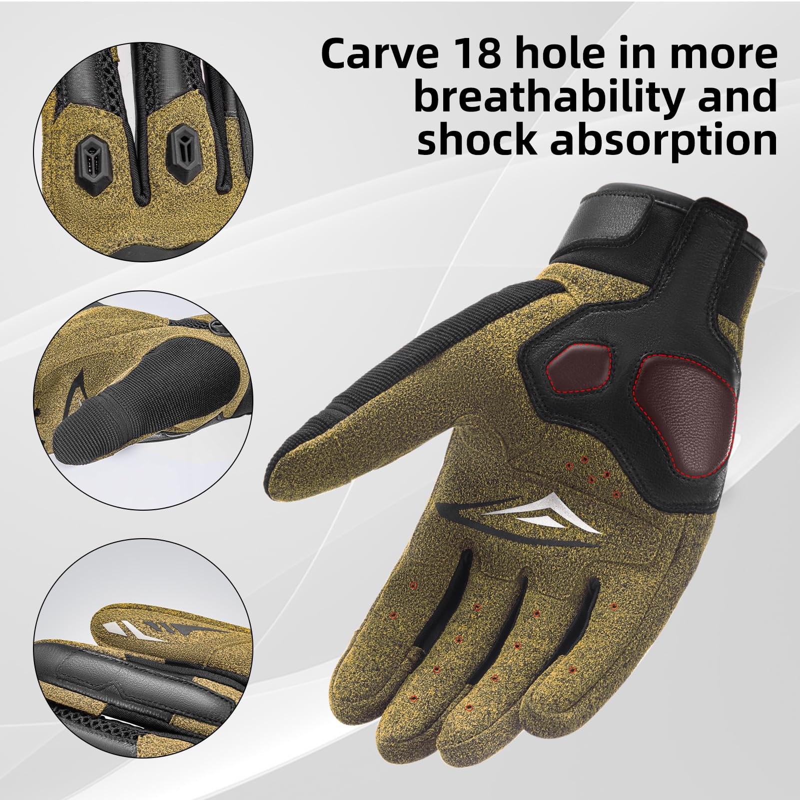 ROCKBROS Touchscreen Motorcycle Gloves, Full Finger Gear with Hard Carbon Fiber Shell