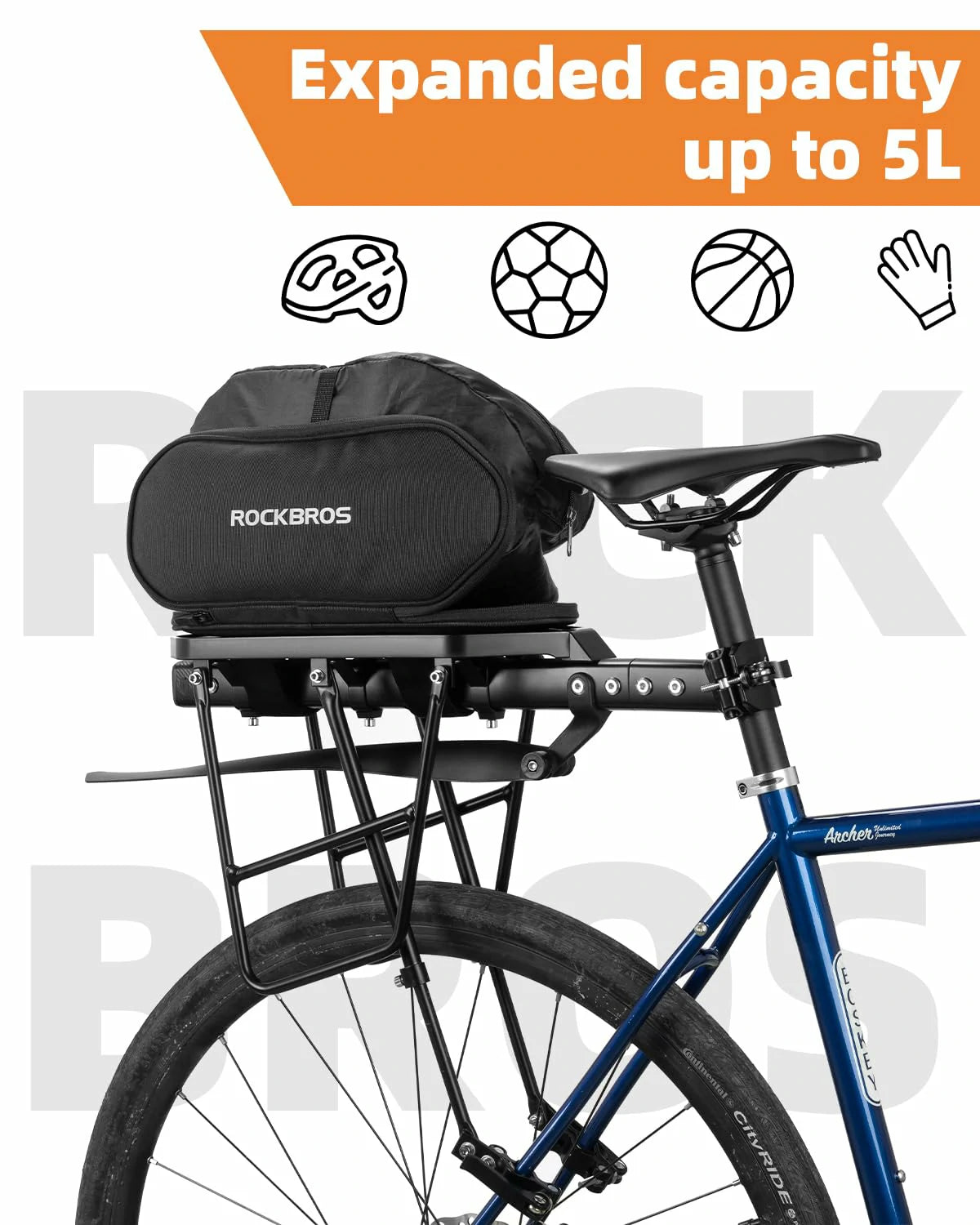 Foldable Bike Bag for Rear Rack Expandable 5L