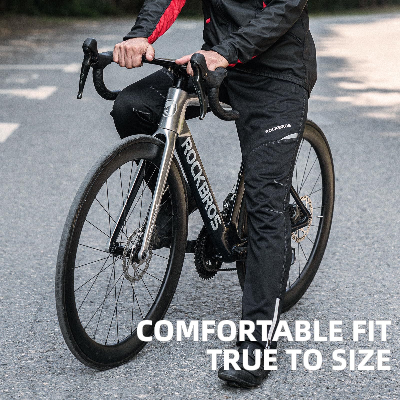 ROCKBROS Men's Windproof Thermal Cycling Pants - Winter Fleece for Biking, Running, Hiking - ROCKBROS