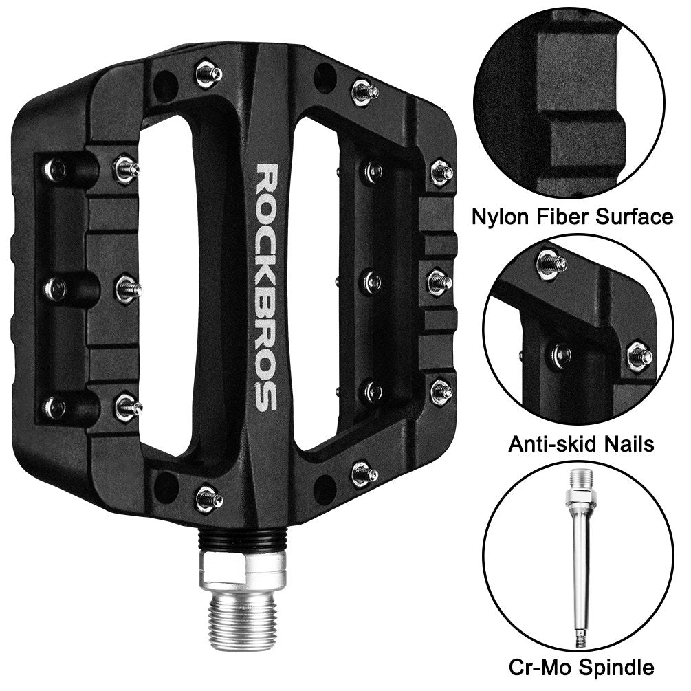 ROCKBROS Nylon Fiber Bicycle Platform Pedals for BMX MTB 9/16" - ROCKBROS