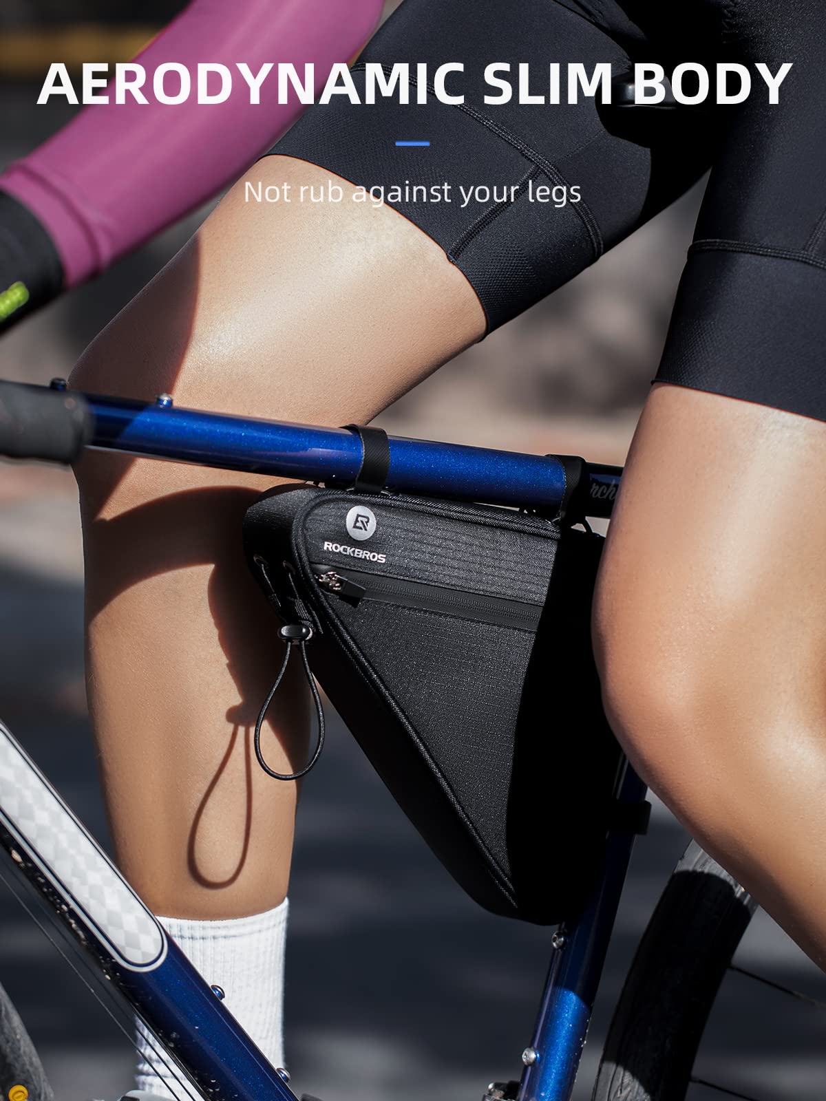 ROCKBROS Reflective Bike Frame Bag with Mesh Side Pockets, 1.5L - ROCKBROS