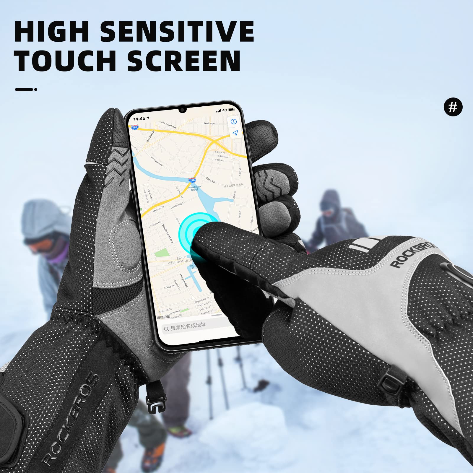 ROCKBROS Rechargeable Heated Gloves 4000mAh Touchscreen Windproof Thermal