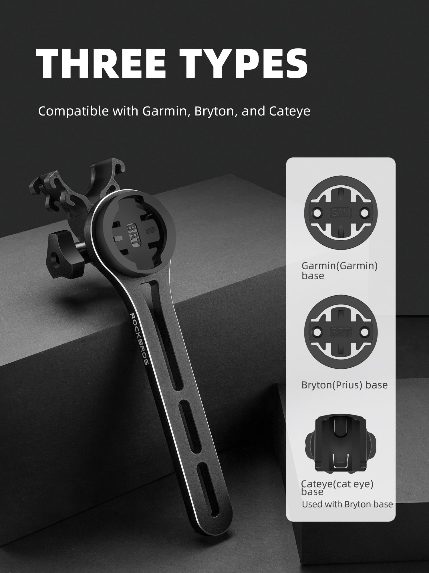 ROCKBROS Aluminum Out Front Mount for Garmin, Bryton, Cateye