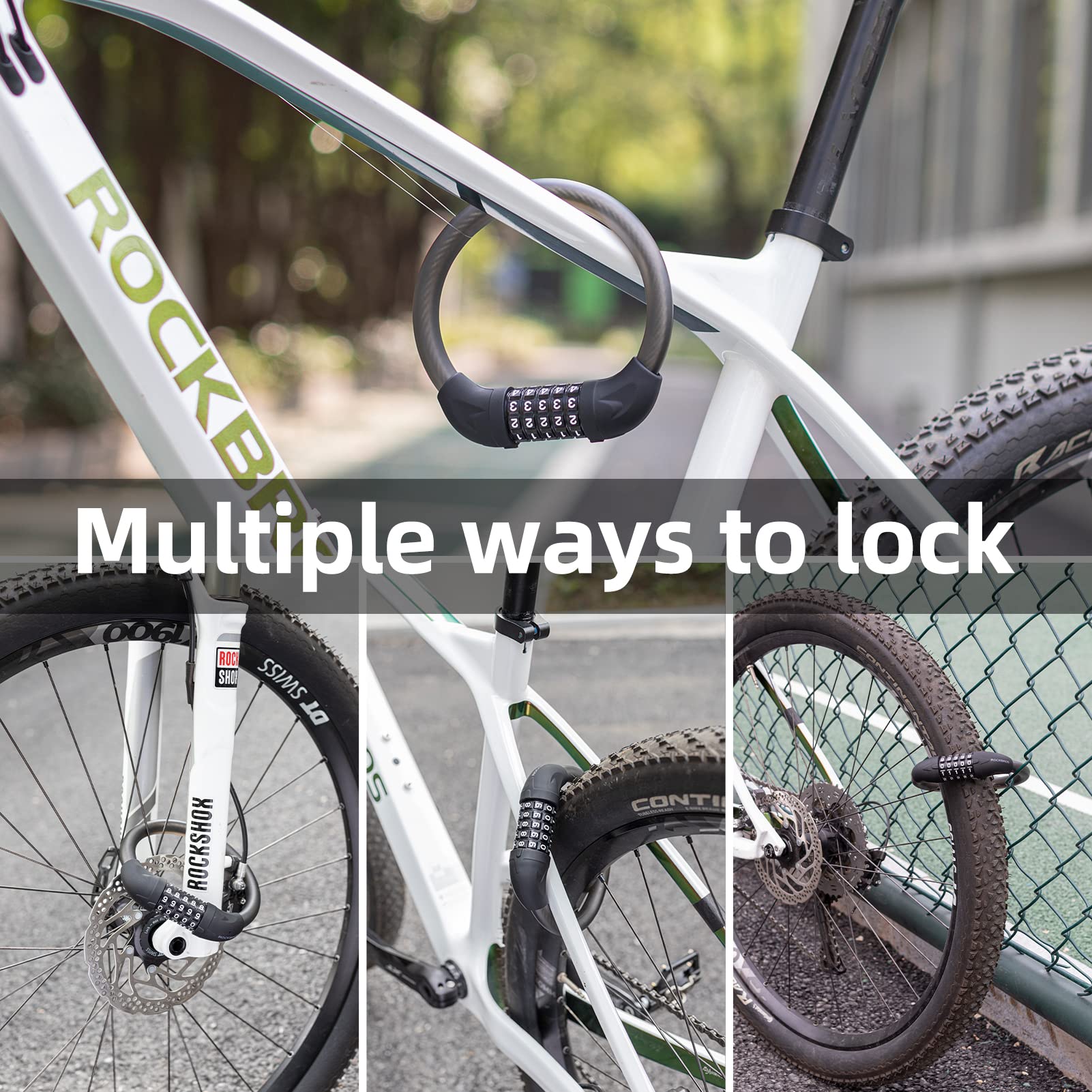 ROCKBROS 5-Digit Combination Bike Lock Lightweight Anti-Theft Cable Black