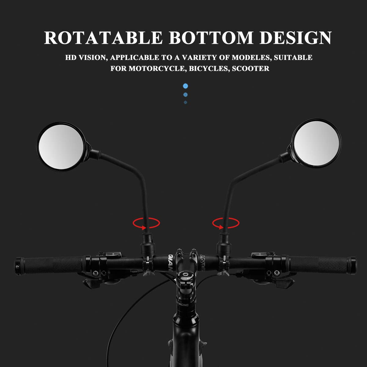 ROCKBROS 360° Adjustable HD Bike Mirror, Wide Angle Convex for Men Women