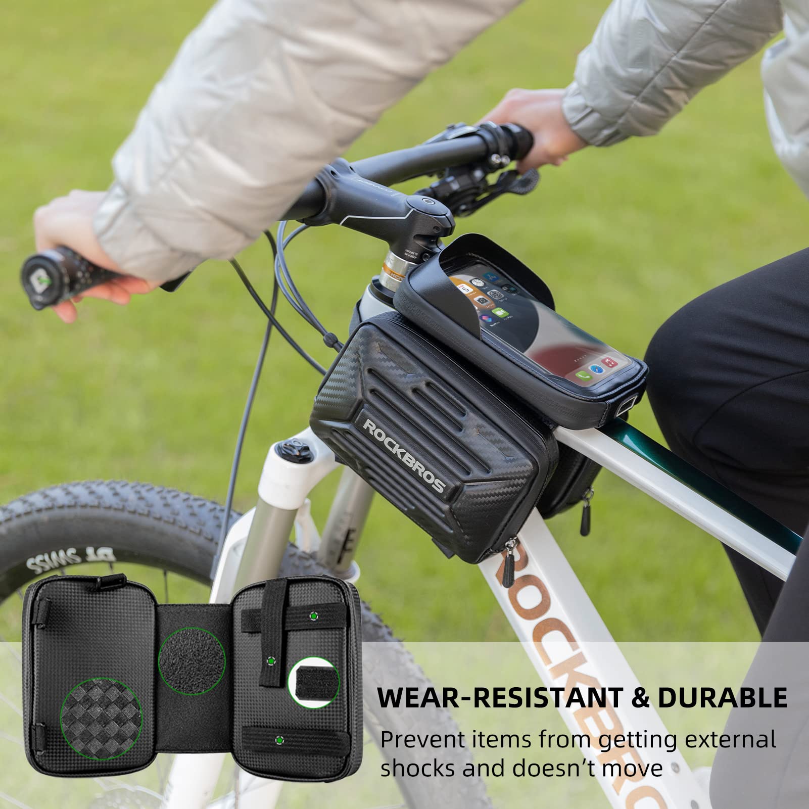 ROCKBROS Bike Waterproof Front Frame Pouch Top Tube Handlebar Bag Below 6.2”/5.8”
