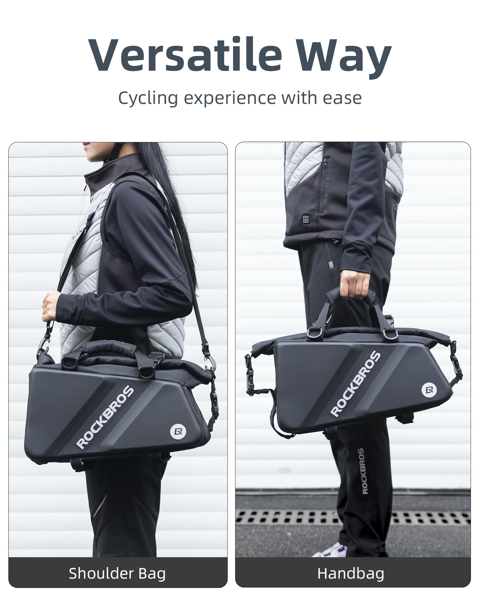 ROCKBROS Bike Trunk Bag Top Expandable Rear Rack Bag, EVA Hard Shell - ROCKBROS