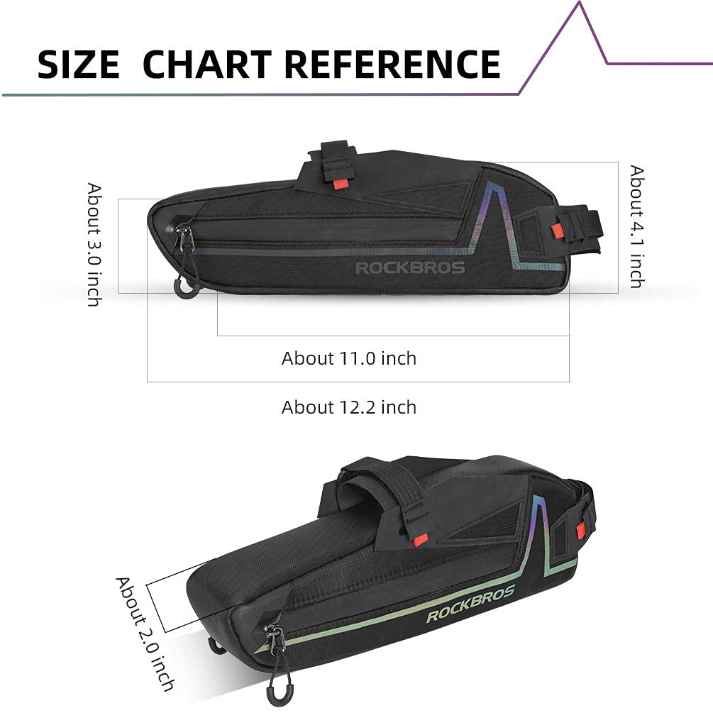 ROCKBROS Water Resistant Bike Triangle Frame Bag, Colorful Reflective 1.5L - ROCKBROS