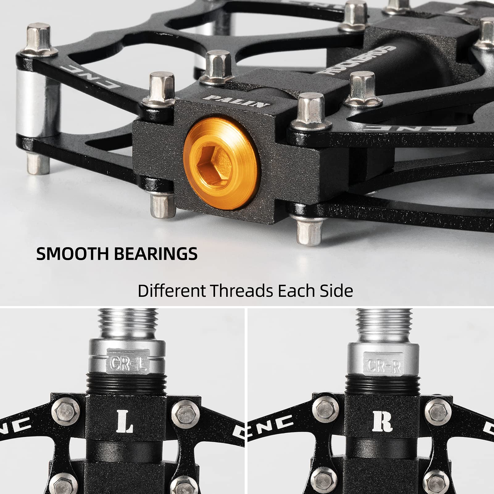 ROCKBROS Lightweight Aluminum Alloy Bike Pedals with Wide Platform Grip - ROCKBROS