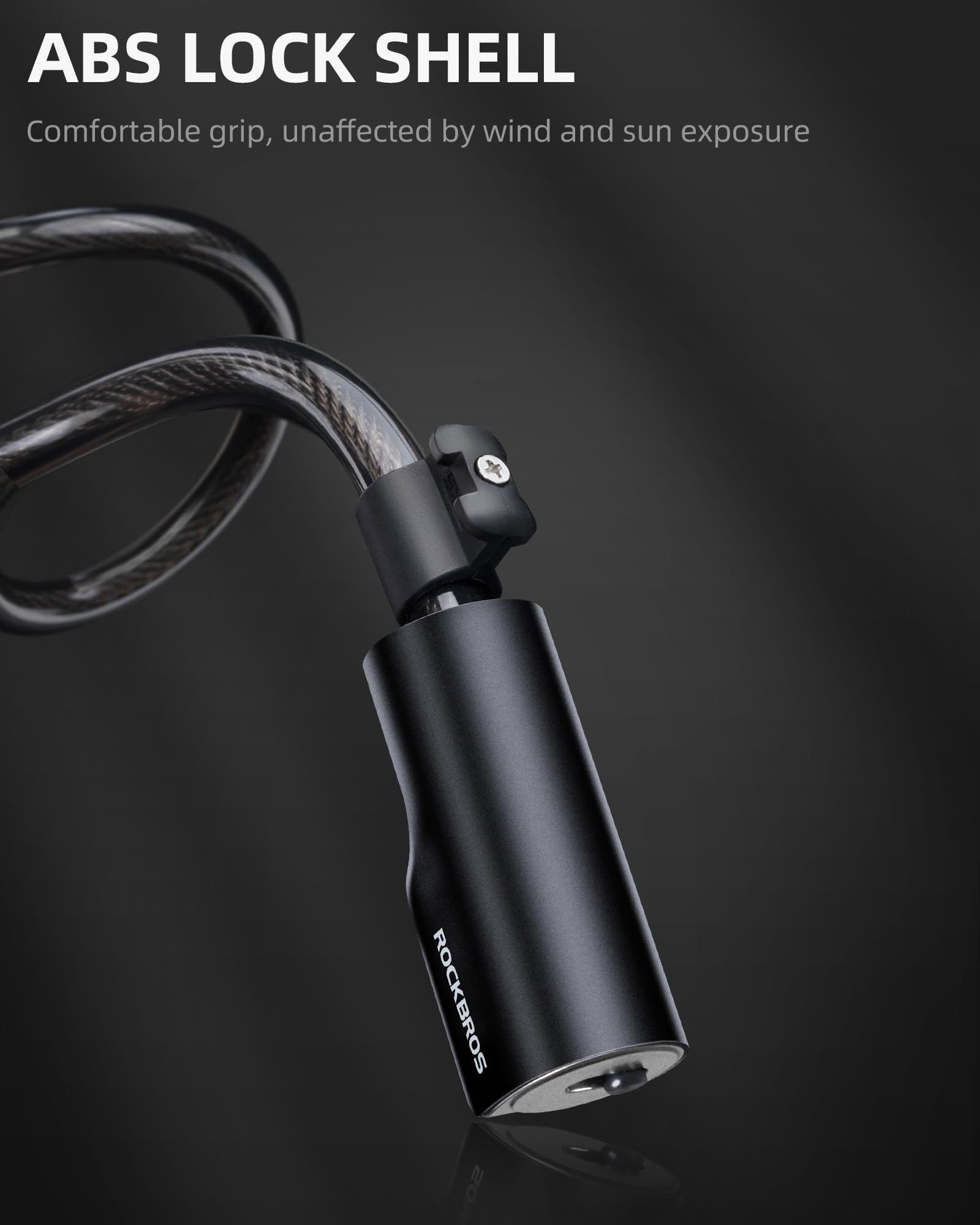 ROCKRBOS Bike Cable Lock with Key, ABS Lock Shell, 2 Keys & 1 Mount Bracket