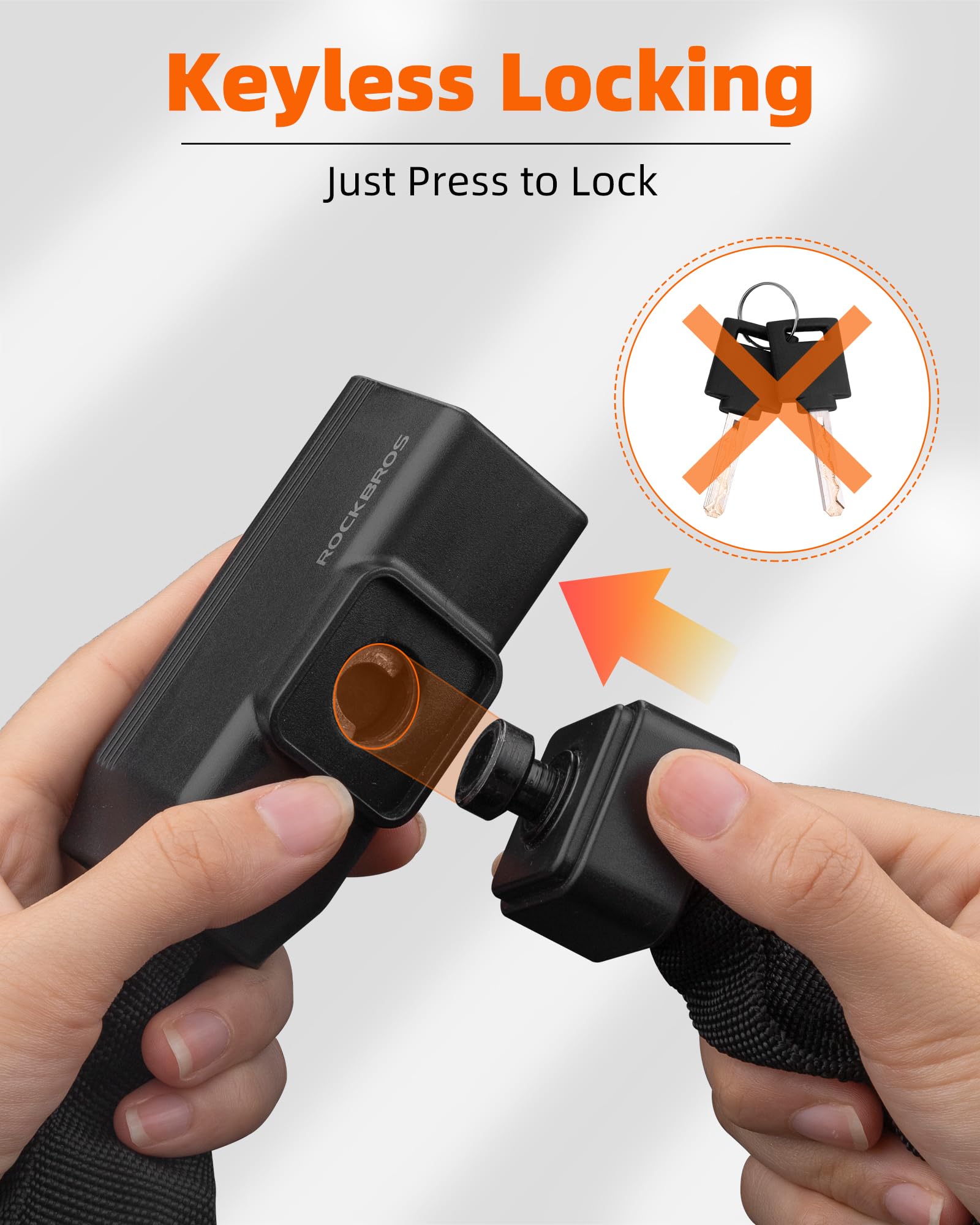 ROCKBROS 8mm Heavy Duty Anti-Theft Bike Chain Lock with Key - 3 Feet Long