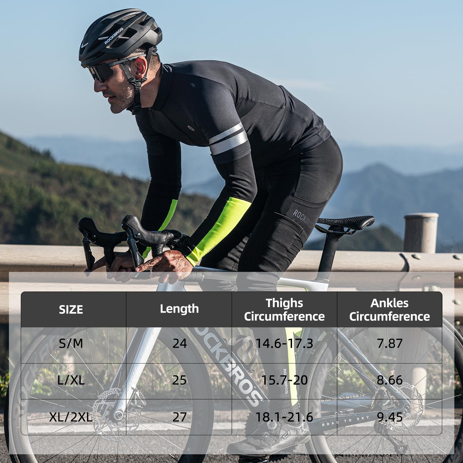 ROCKBROS Thermal Compression Leg Warmers for Men and Women, Full Leg Sleeves for Cycling