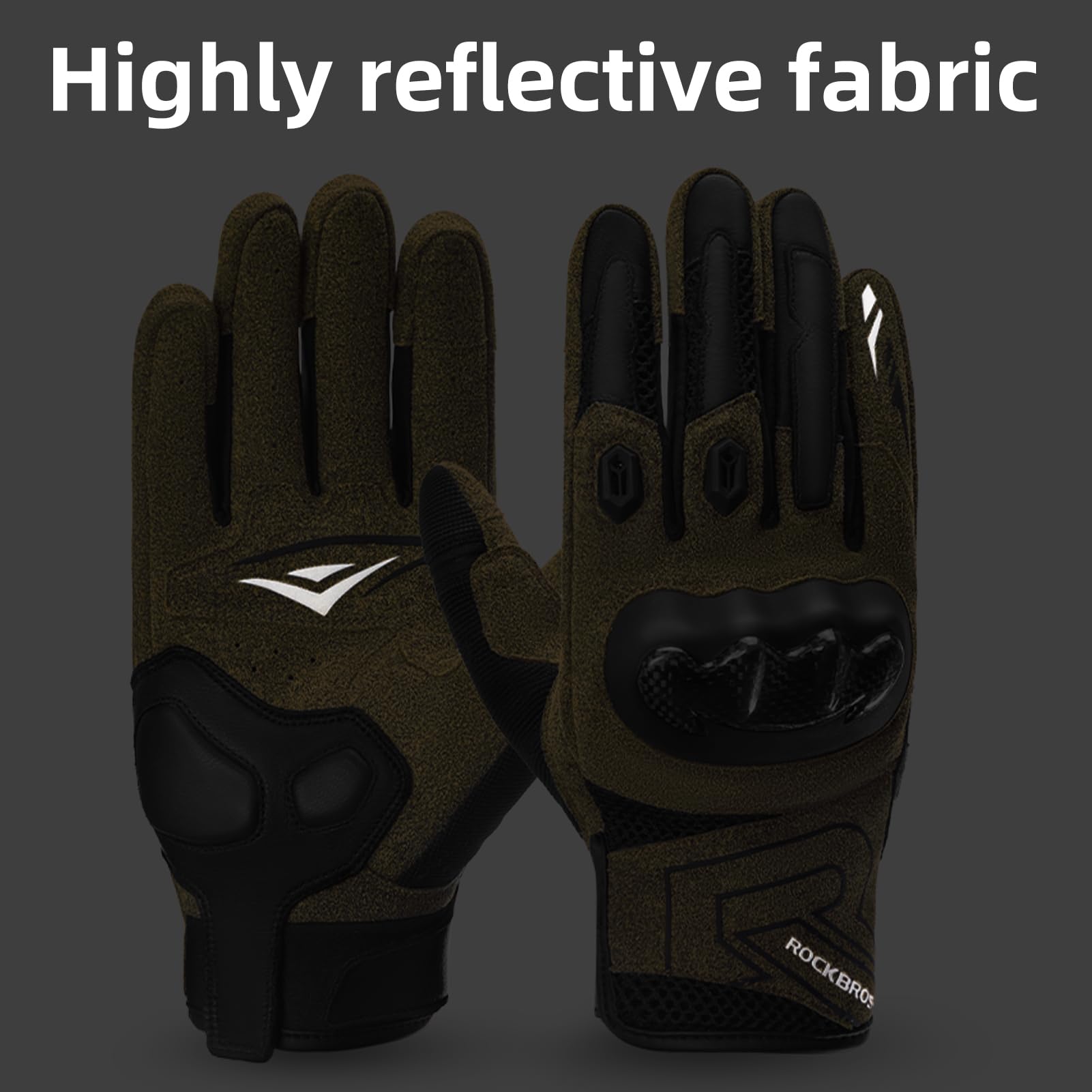 ROCKBROS Touchscreen Motorcycle Gloves, Full Finger Gear with Hard Carbon Fiber Shell