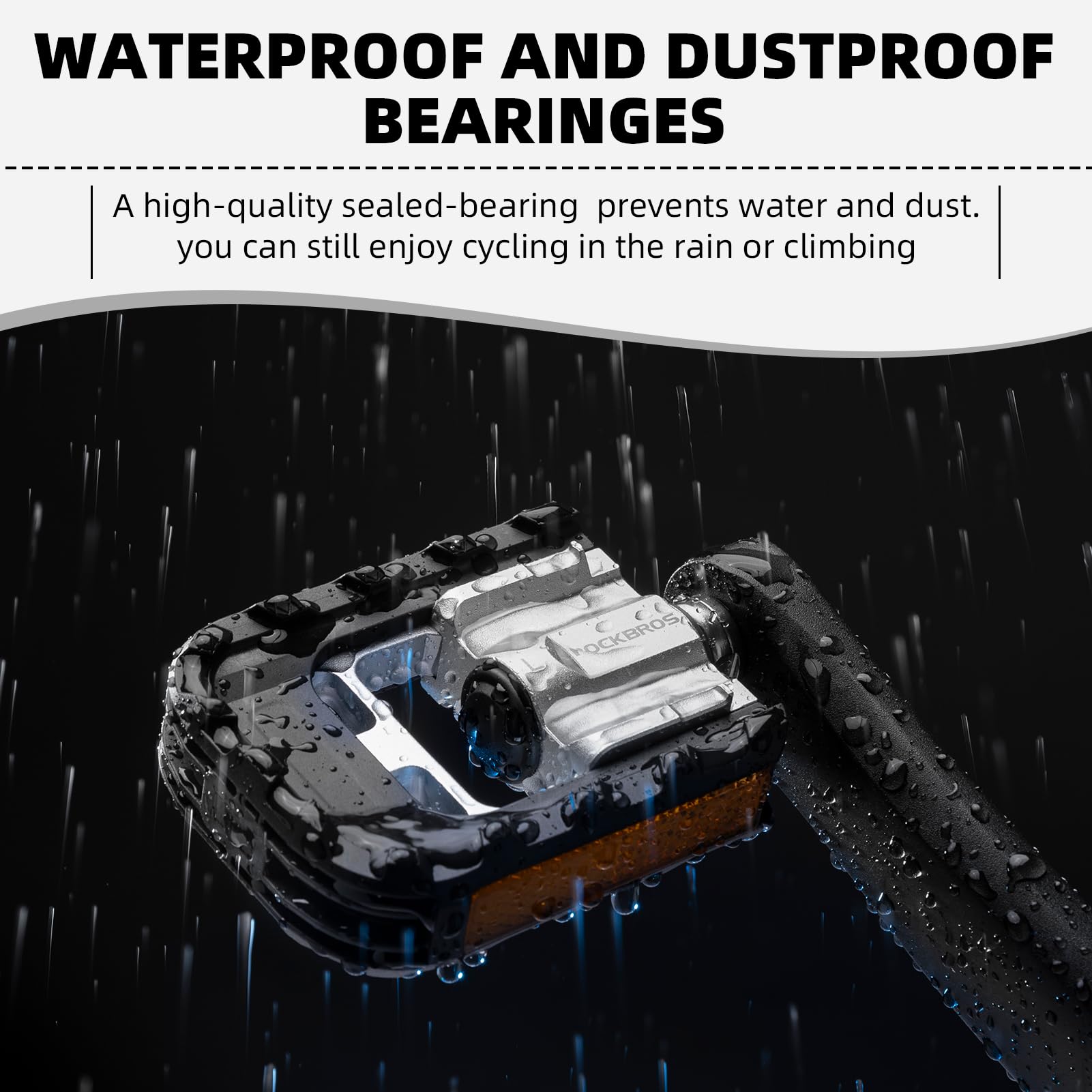 ROCKBROS Aluminum Alloy Foldable Bike Pedals 9/16 with Lightweight Reflective Strips Non-Slip - ROCKBROS