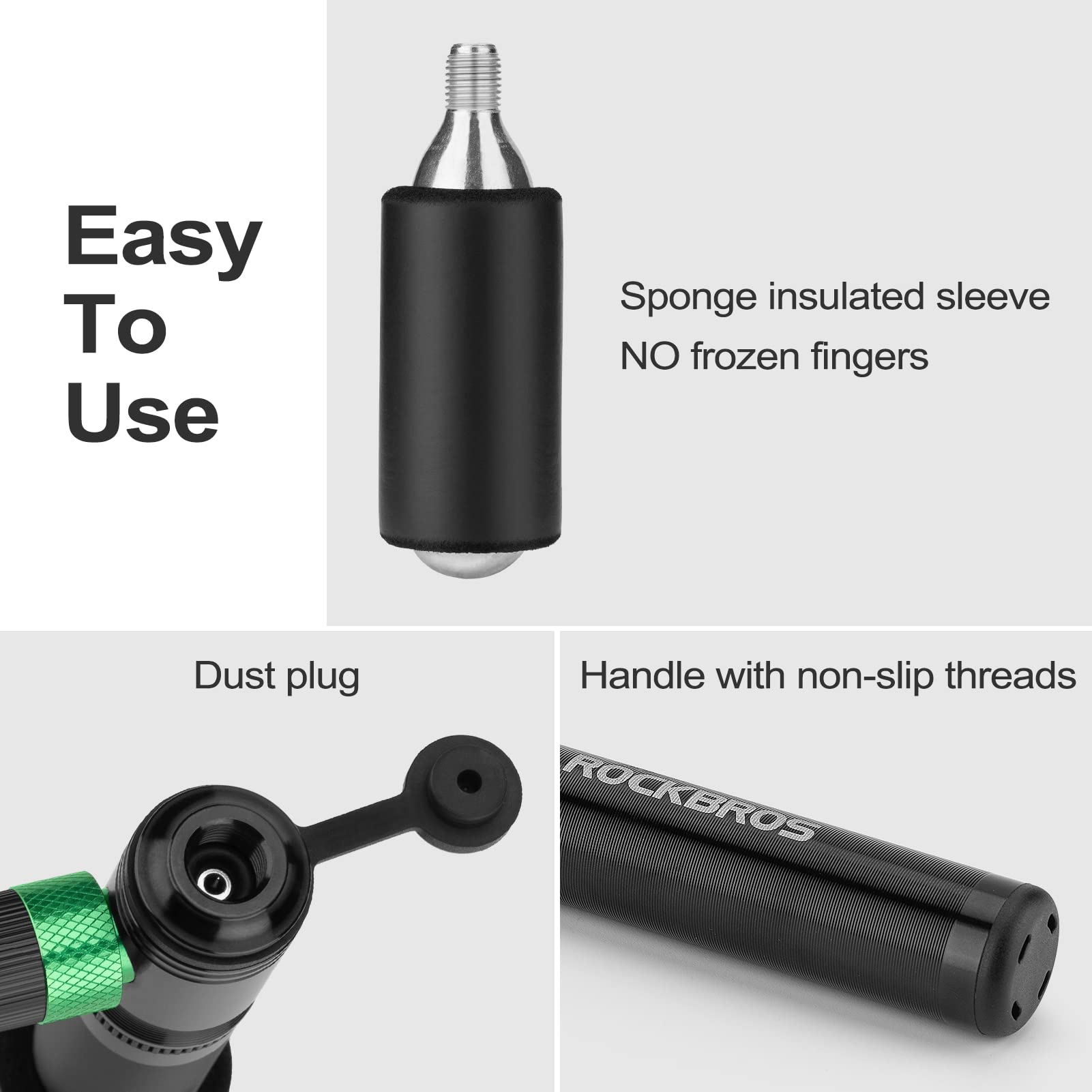 ROCKBROS Mini Bike 110PSI Hand Tire Pump and CO2  No CO2 Cartridges Included - ROCKBROS