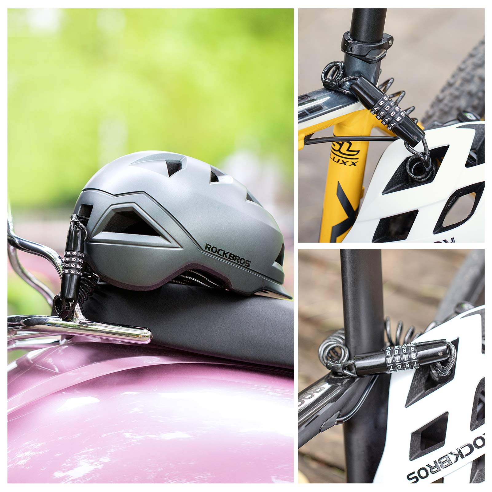 ROCKBROS Retractable Luggage Helmet Lock 4 Digit Little Black, 2Pcs - ROCKBROS