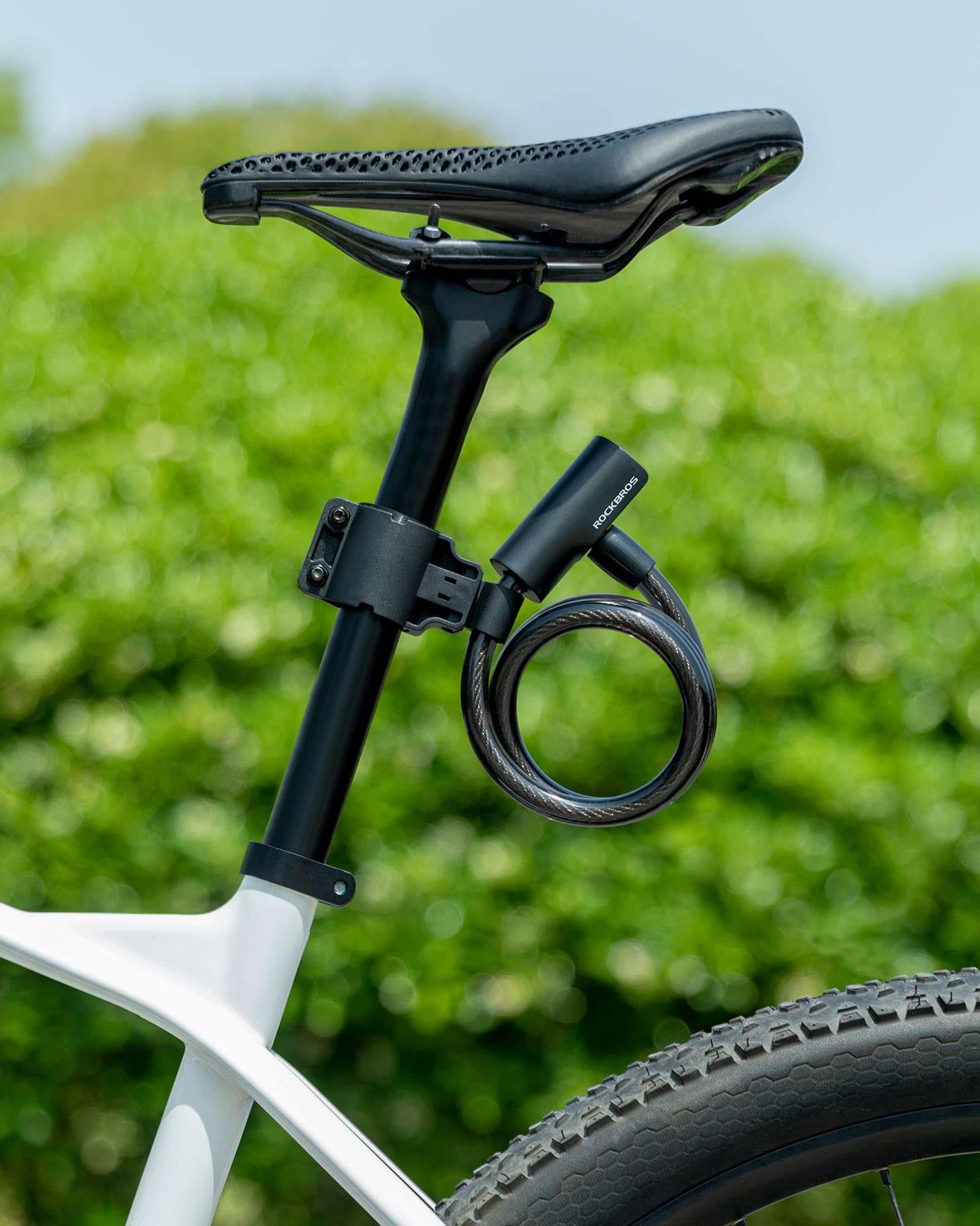 ROCKRBOS Bike Cable Lock with Key, ABS Lock Shell, 2 Keys & 1 Mount Bracket