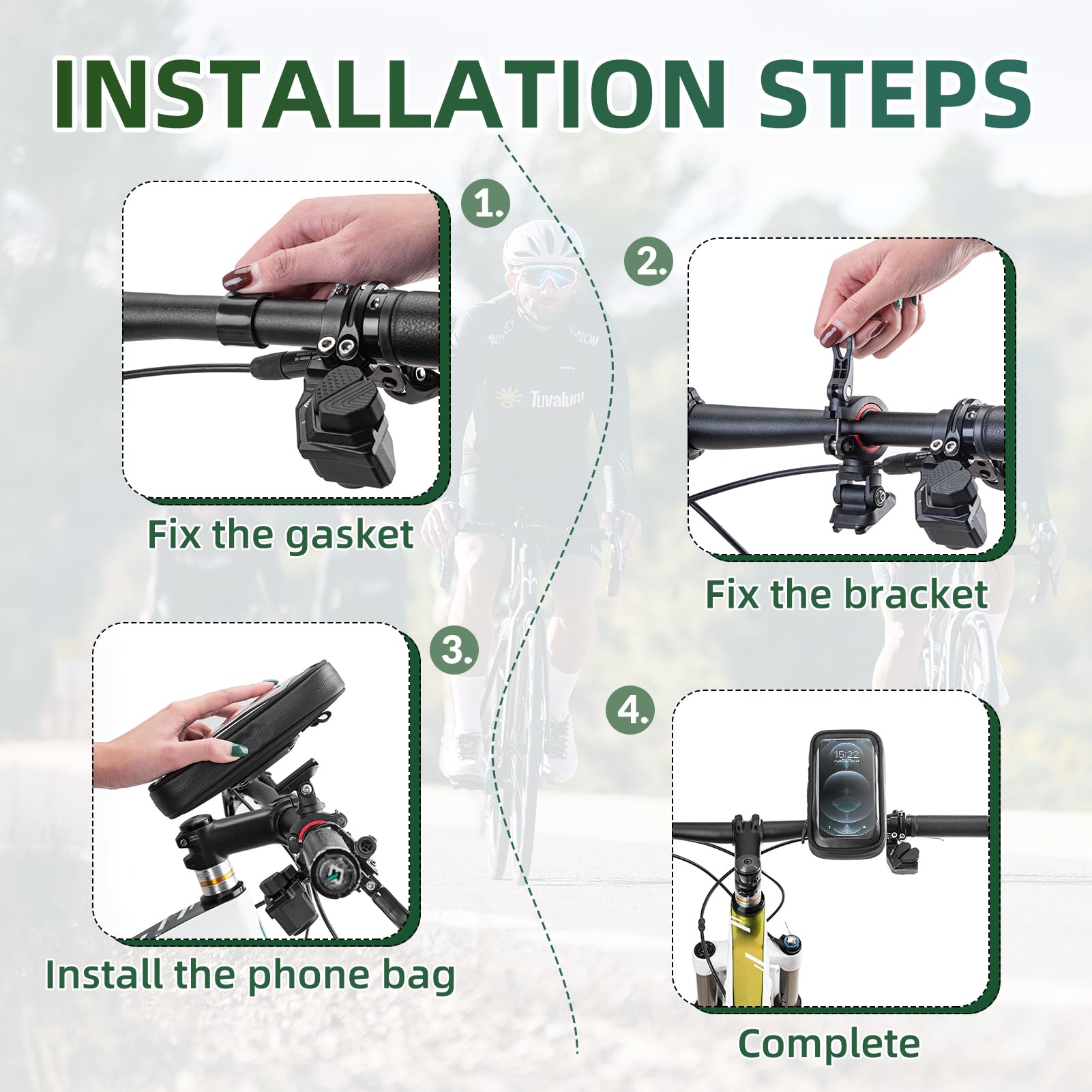 ROCKBROS Bike Phone Mount Bag 270°Rotatable Quick Release Bike Phone Holder Handlebar Bag - ROCKBROS