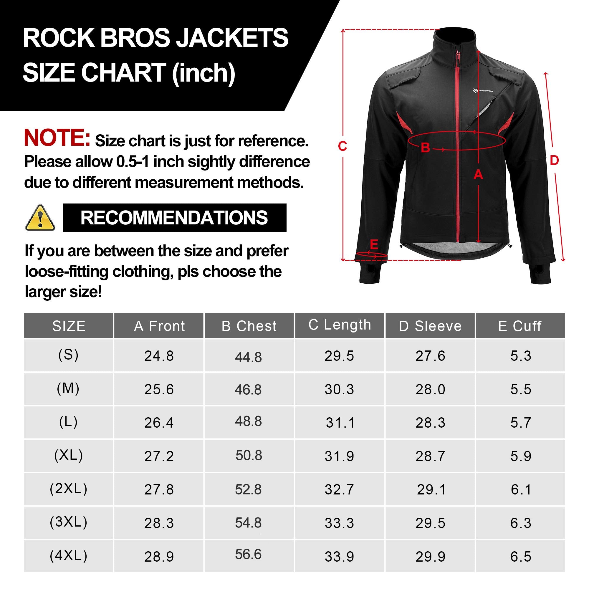 ROCKBROS Winter Cycling Jacket Thermal Fleece Windproof Jacket Running Biking Hiking - ROCKBROS